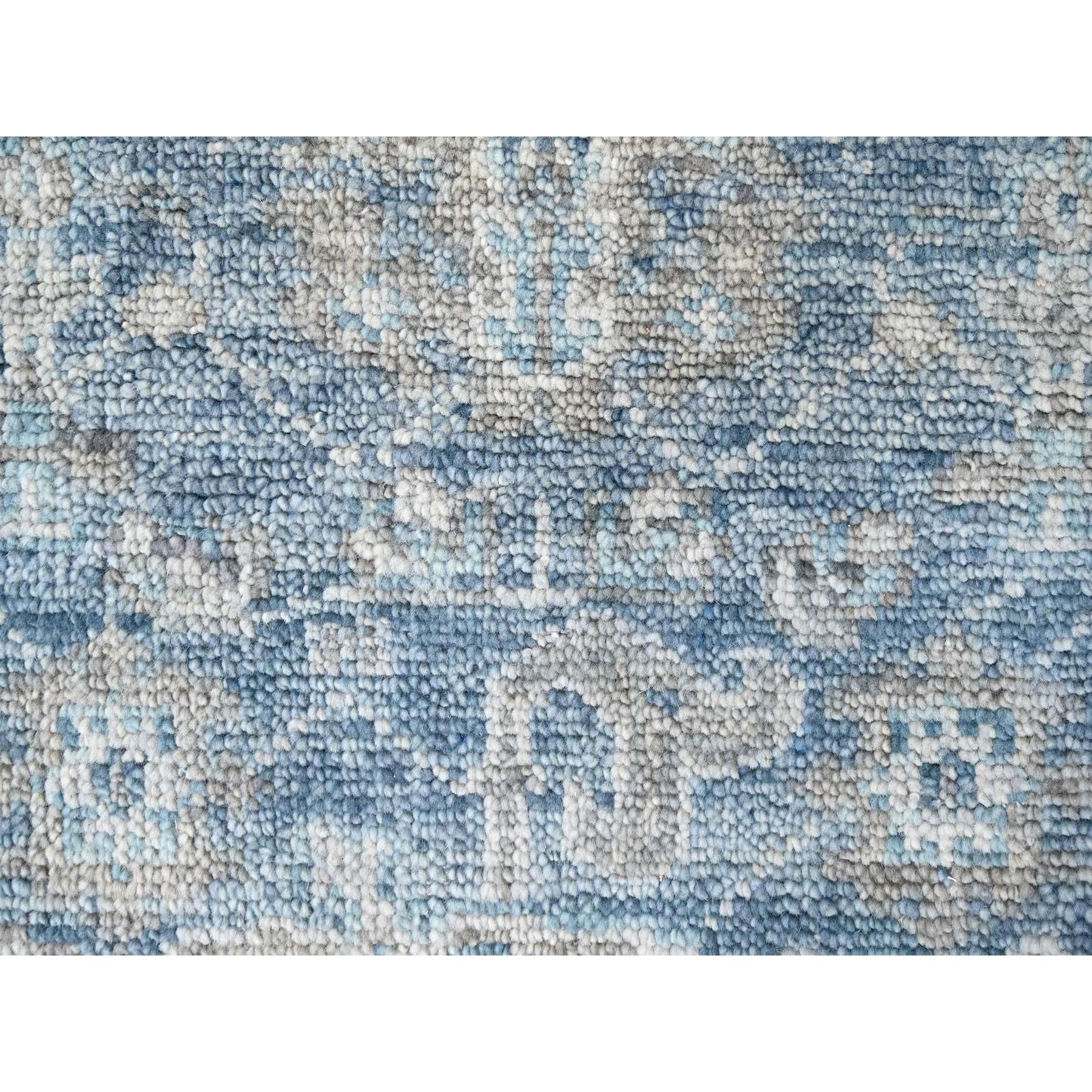 2'6"x8'5" Imperial Blue, Supple Collection, Oushak Design, Tone On Tone, Hand Knotted, Soft Vibrant Wool, Plush and Lush, Runner, Oriental Rug Sh10265