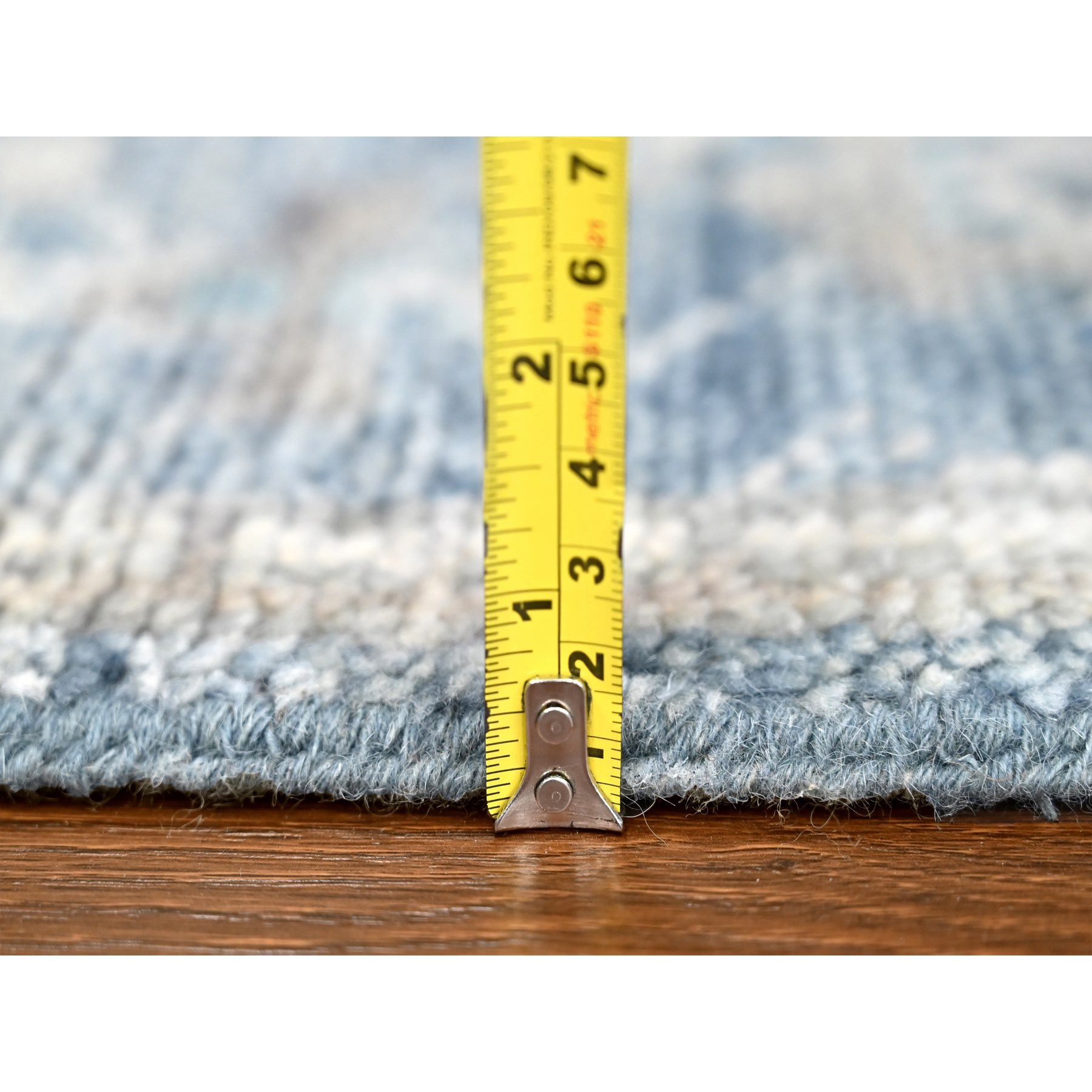 2'6"x8'5" Imperial Blue, Supple Collection, Oushak Design, Tone On Tone, Hand Knotted, Soft Vibrant Wool, Plush and Lush, Runner, Oriental Rug Sh10265