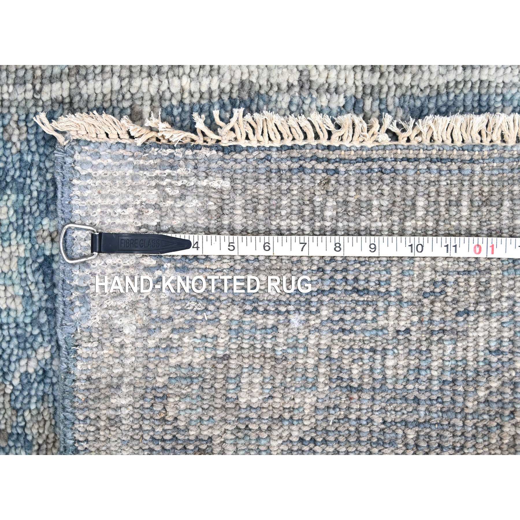 2'6"x8'5" Imperial Blue, Supple Collection, Oushak Design, Tone On Tone, Hand Knotted, Soft Vibrant Wool, Plush and Lush, Runner, Oriental Rug Sh10265