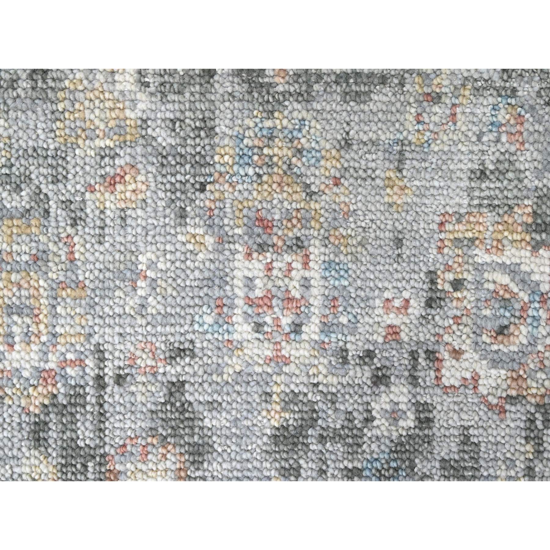 2'6"x8'10" Misty Gray, Oushak Design, Supple Collection, Tone On Tone, Hand Knotted, Soft Vibrant Wool Pile, Plush and Lush, Runner, Oriental Rug Sh10266
