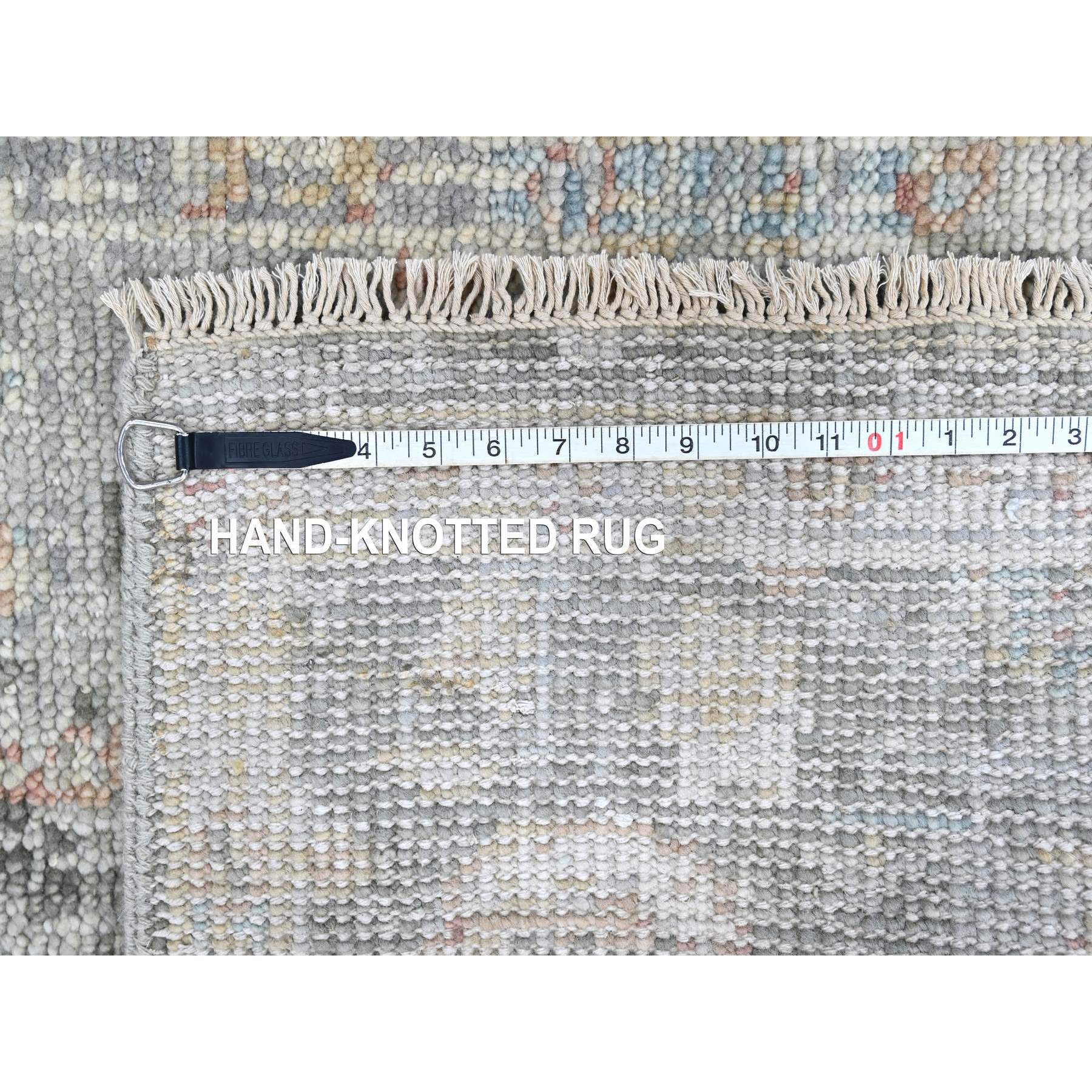 2'6"x8'10" Misty Gray, Oushak Design, Supple Collection, Tone On Tone, Hand Knotted, Soft Vibrant Wool Pile, Plush and Lush, Runner, Oriental Rug Sh10266