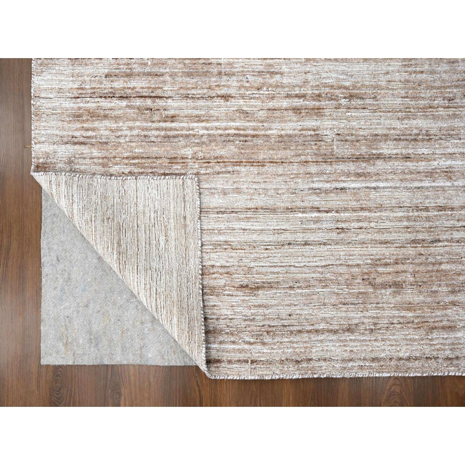 8'x10' Shades of Brown, Hand Loomed, Wool and Plant Based Silk, Textured Pile, Borderless, Modern Design, Oriental Rug Sh10269