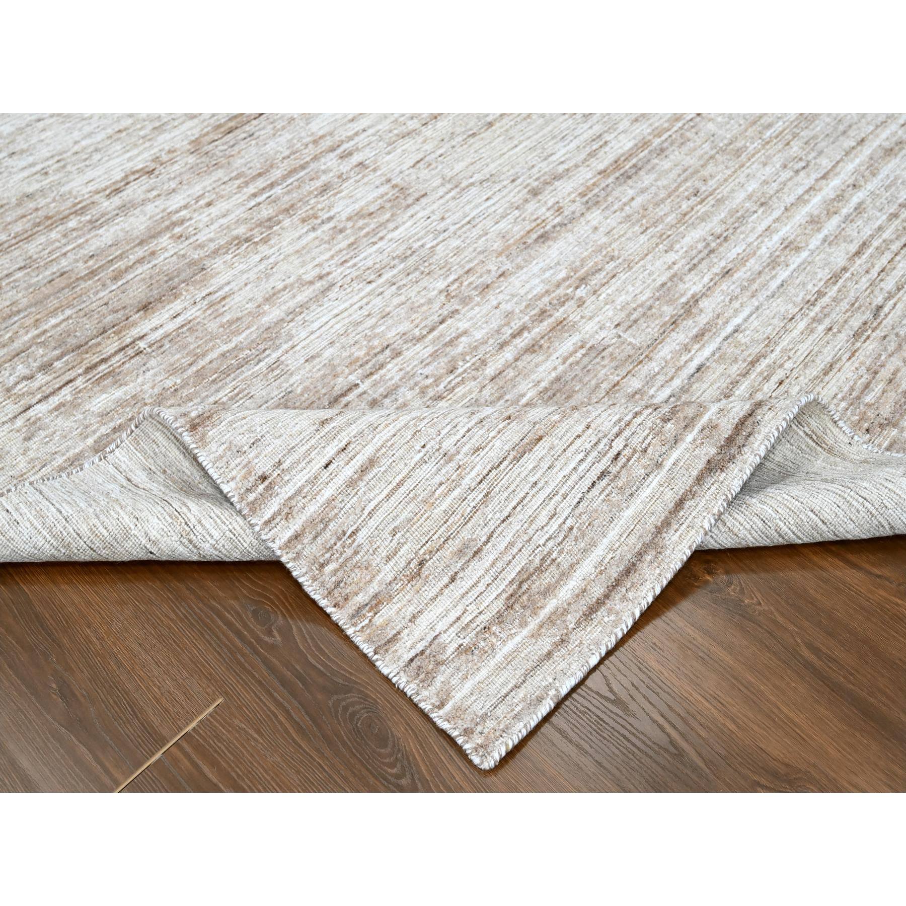 8'x10' Shades of Brown, Hand Loomed, Wool and Plant Based Silk, Textured Pile, Borderless, Modern Design, Oriental Rug Sh10269