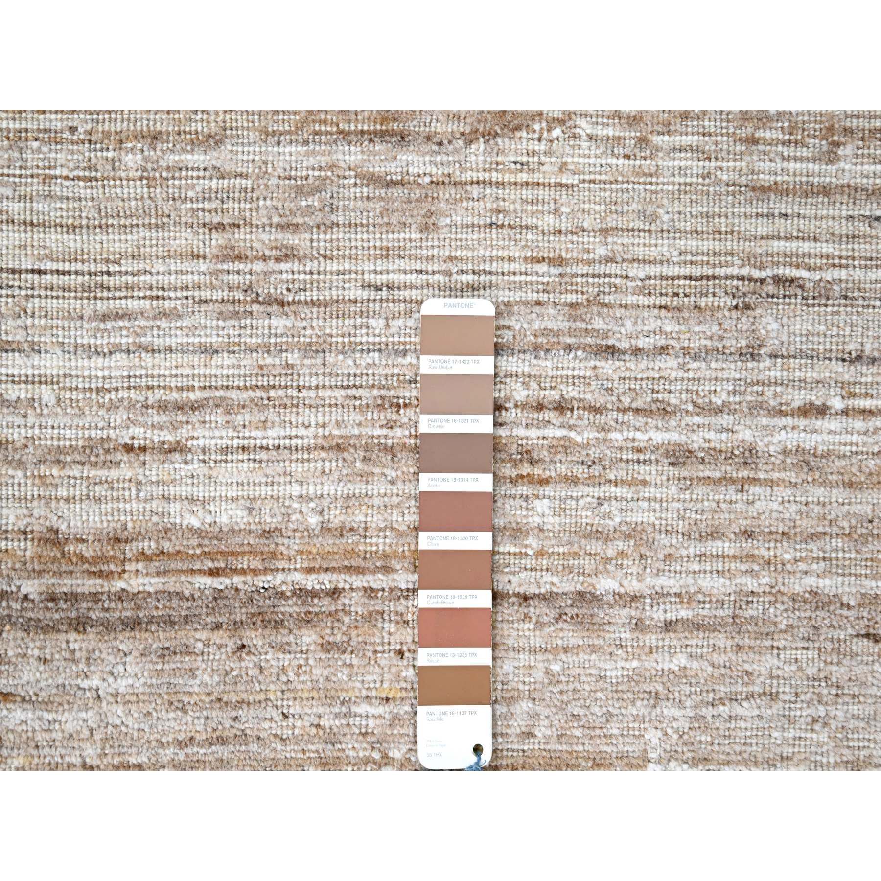 8'x10' Shades of Brown, Hand Loomed, Wool and Plant Based Silk, Textured Pile, Borderless, Modern Design, Oriental Rug Sh10269