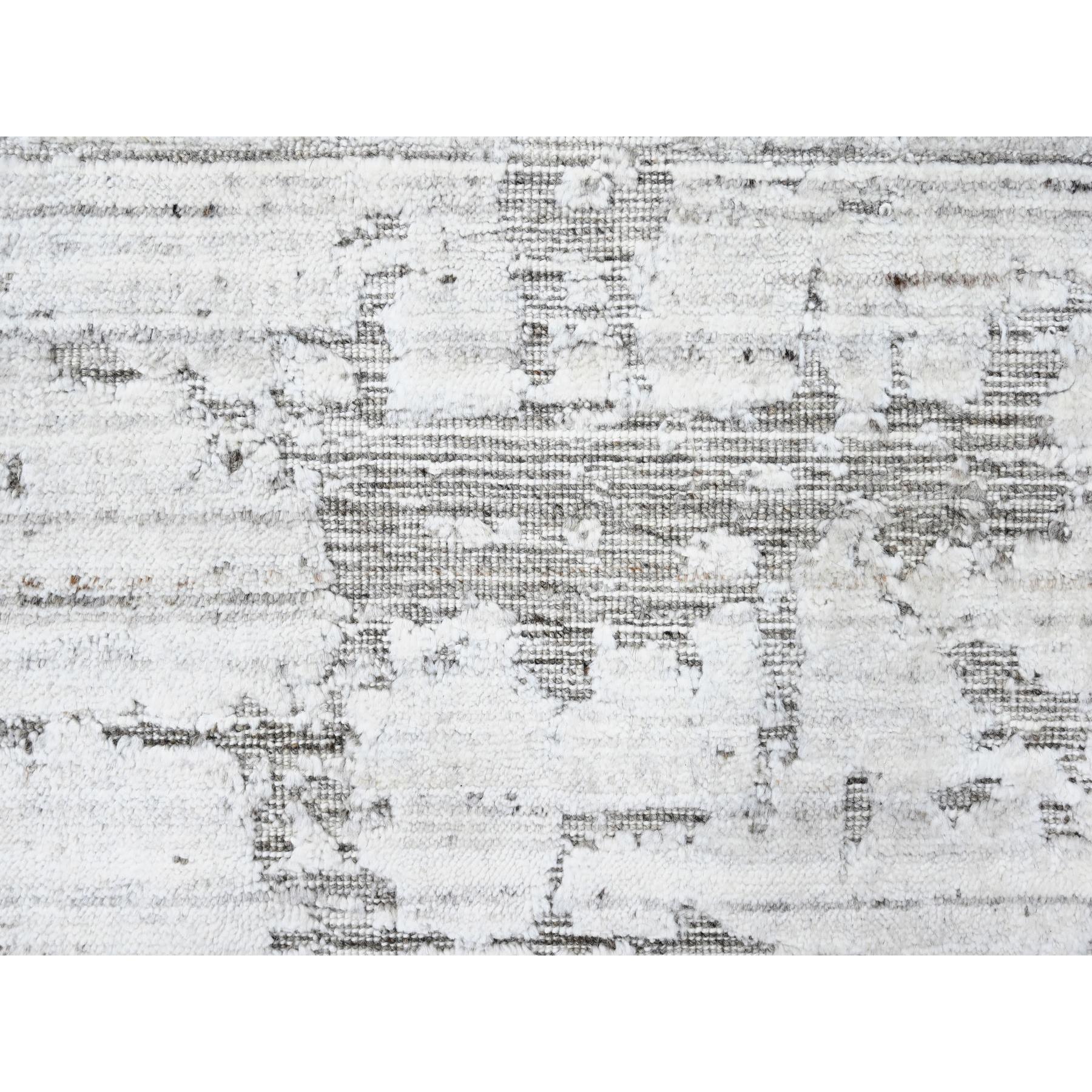 8'x10' Bone White, Hand Loomed, Wool and Plant Based Silk, Textured Pile, Modern Design, Oriental Rug Sh10270
