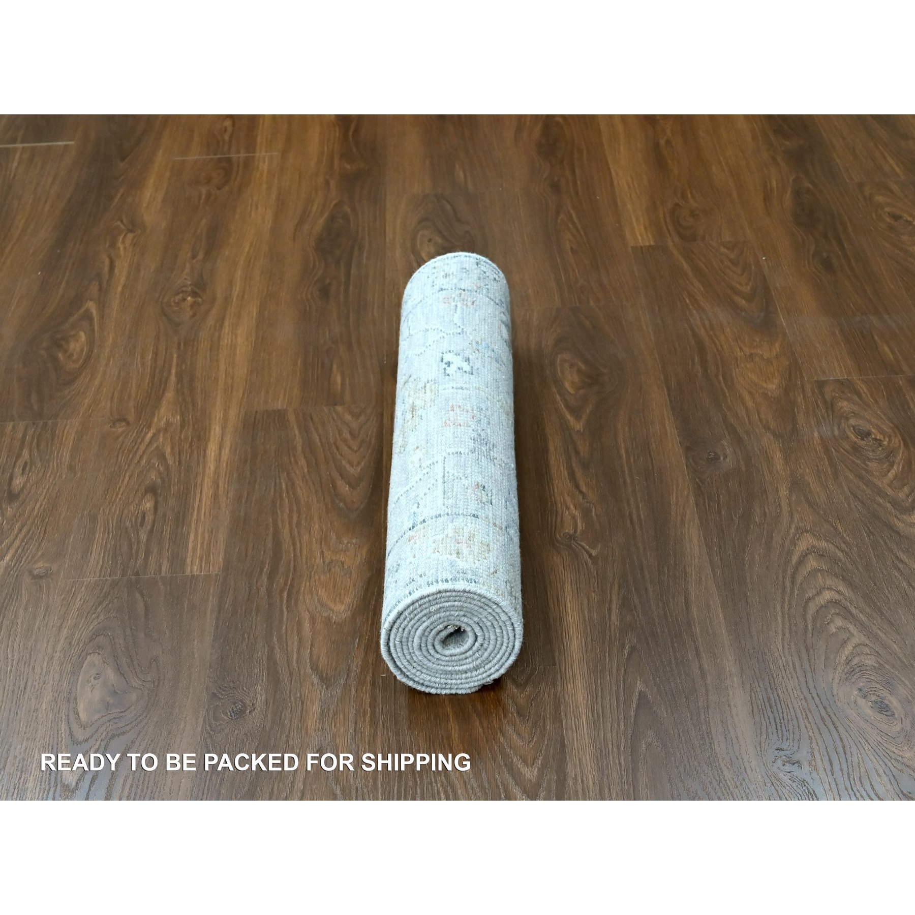 2'5"x8'5" Spanish Gray, Supple Collection, Oushak All Over Design, Soft Velvety Wool, Hand Knotted, Vegetable Dyes, Runner, Oriental Rug Sh10274