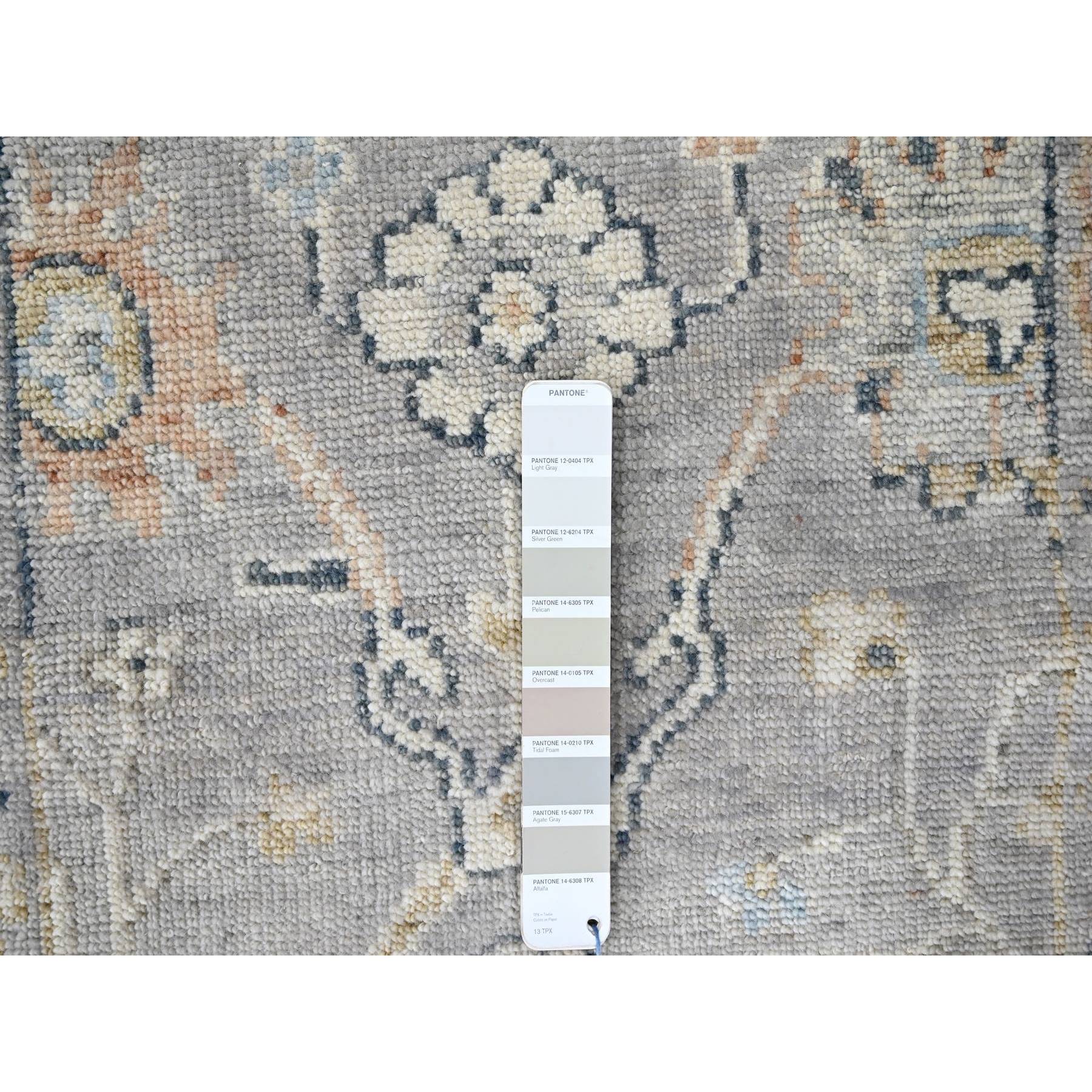 2'5"x8'5" Medium Gray, Supple Collection, Tone On Tone, Hand Knotted, Soft Vibrant Wool Pile, Plush and Lush, Oushak Design, Runner, Oriental Rug Sh10275