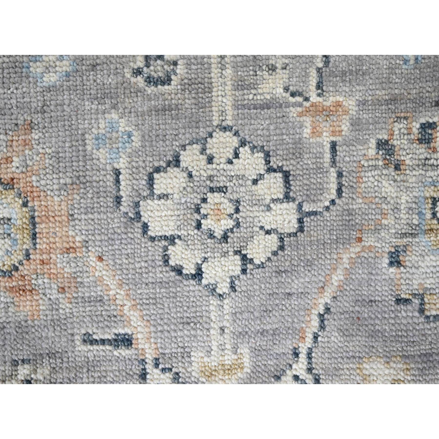 2'5"x8'5" Medium Gray, Supple Collection, Tone On Tone, Hand Knotted, Soft Vibrant Wool Pile, Plush and Lush, Oushak Design, Runner, Oriental Rug Sh10275