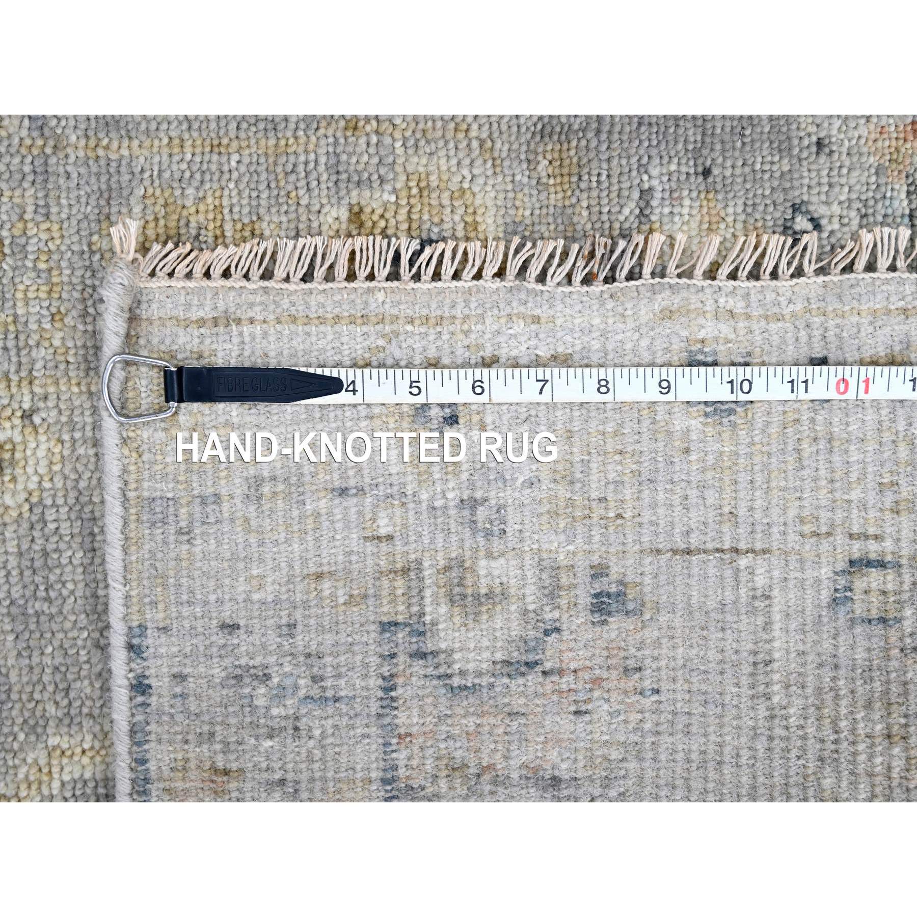 2'5"x8'5" Medium Gray, Supple Collection, Tone On Tone, Hand Knotted, Soft Vibrant Wool Pile, Plush and Lush, Oushak Design, Runner, Oriental Rug Sh10275