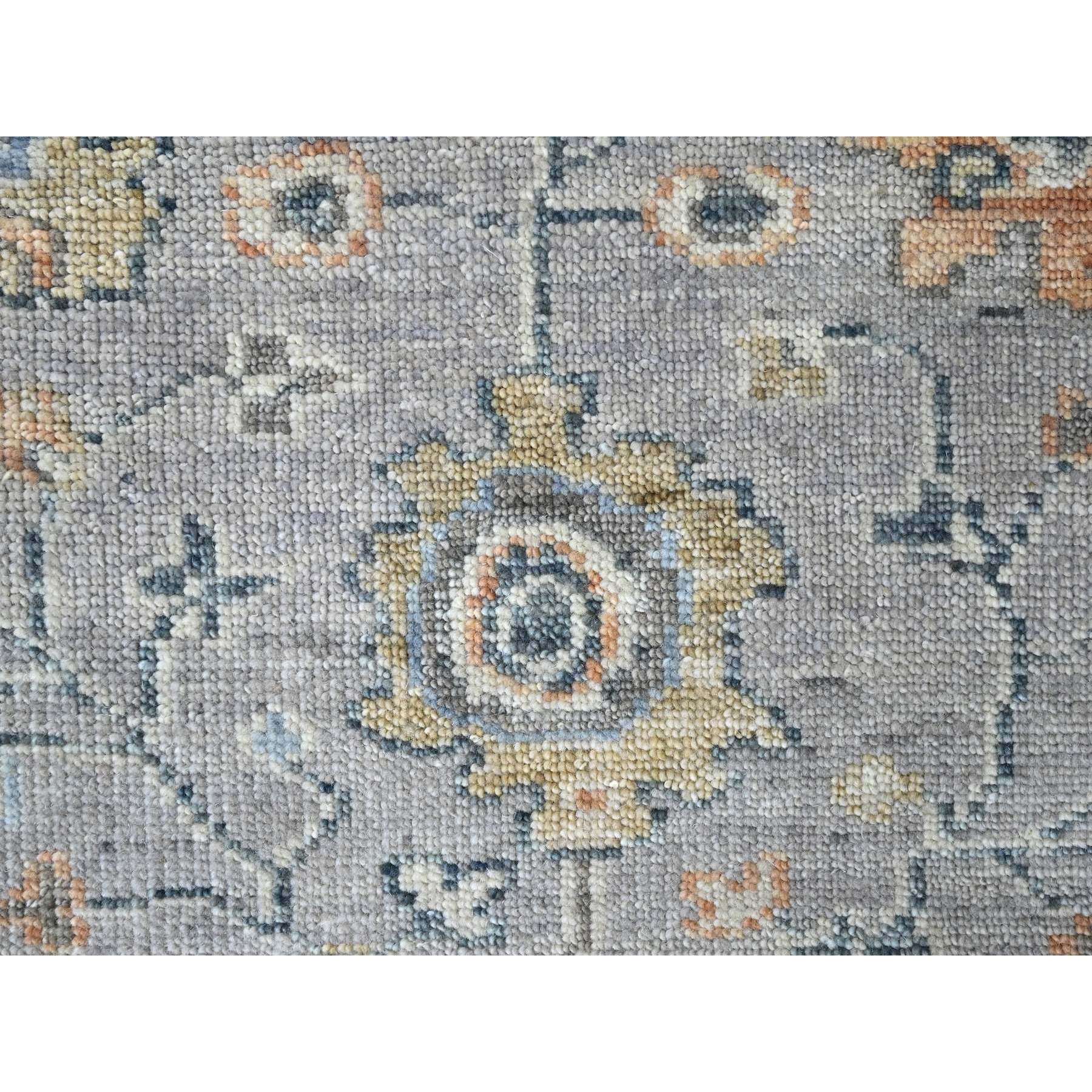 2'5"x13'10" Pastel Gray, Supple Collection, Oushak Design, Hand Knotted, Lush and Plush, Pure Wool, Soft Pile, Tone On Tone, Natural Dyes, Runner, Oriental Rug Sh10276