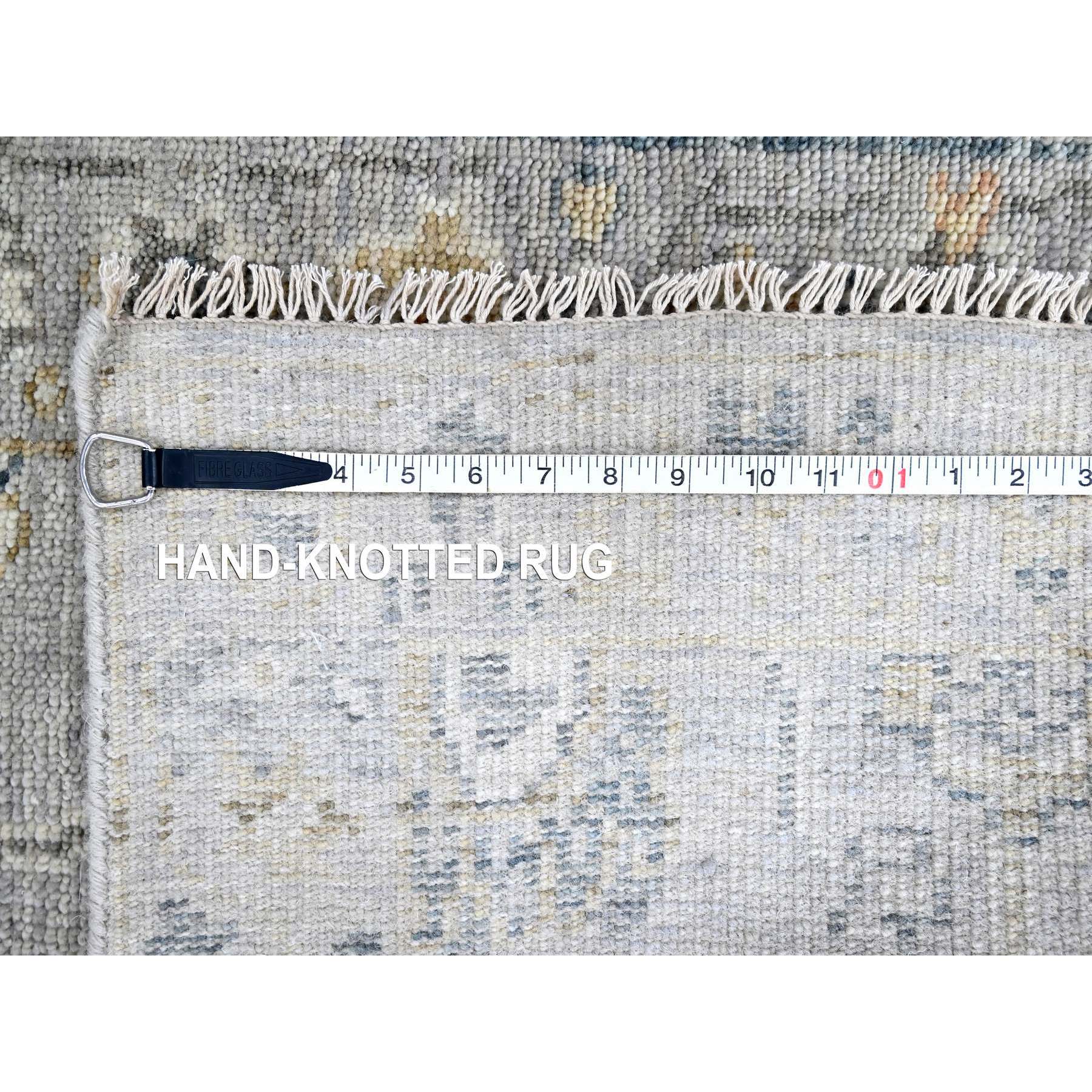 2'5"x13'10" Pastel Gray, Supple Collection, Oushak Design, Hand Knotted, Lush and Plush, Pure Wool, Soft Pile, Tone On Tone, Natural Dyes, Runner, Oriental Rug Sh10276