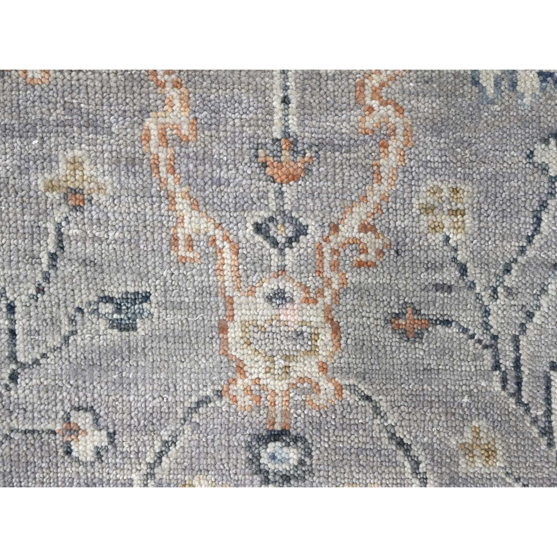 2'3"x11'2" Cloud Gray, Supple Collection, Oushak All Over Design, Soft Velvety Wool, Hand Knotted, Vegetable Dyes, Narrow Runner, Oriental Rug Sh10277
