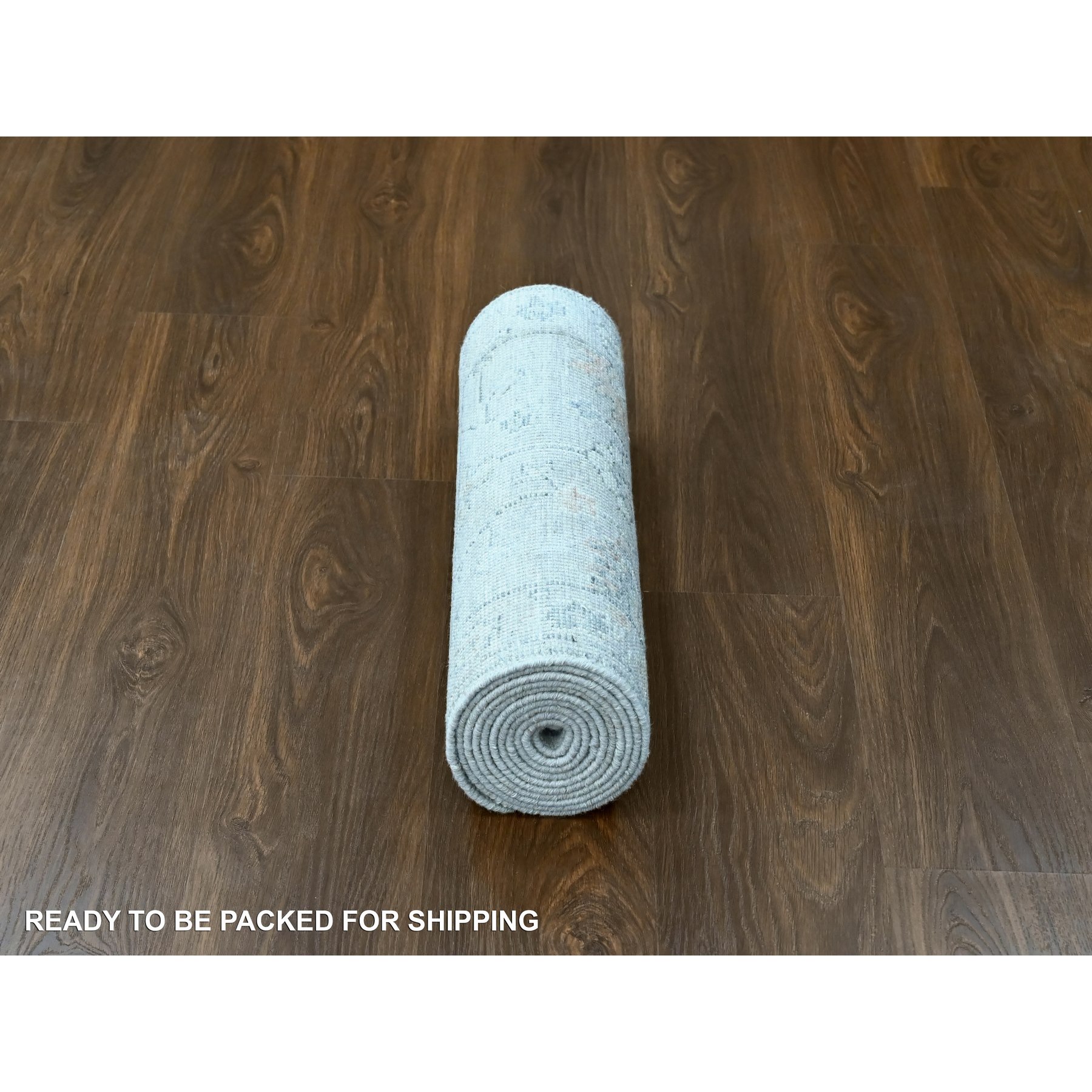 2'3"x11'2" Cloud Gray, Supple Collection, Oushak All Over Design, Soft Velvety Wool, Hand Knotted, Vegetable Dyes, Narrow Runner, Oriental Rug Sh10277