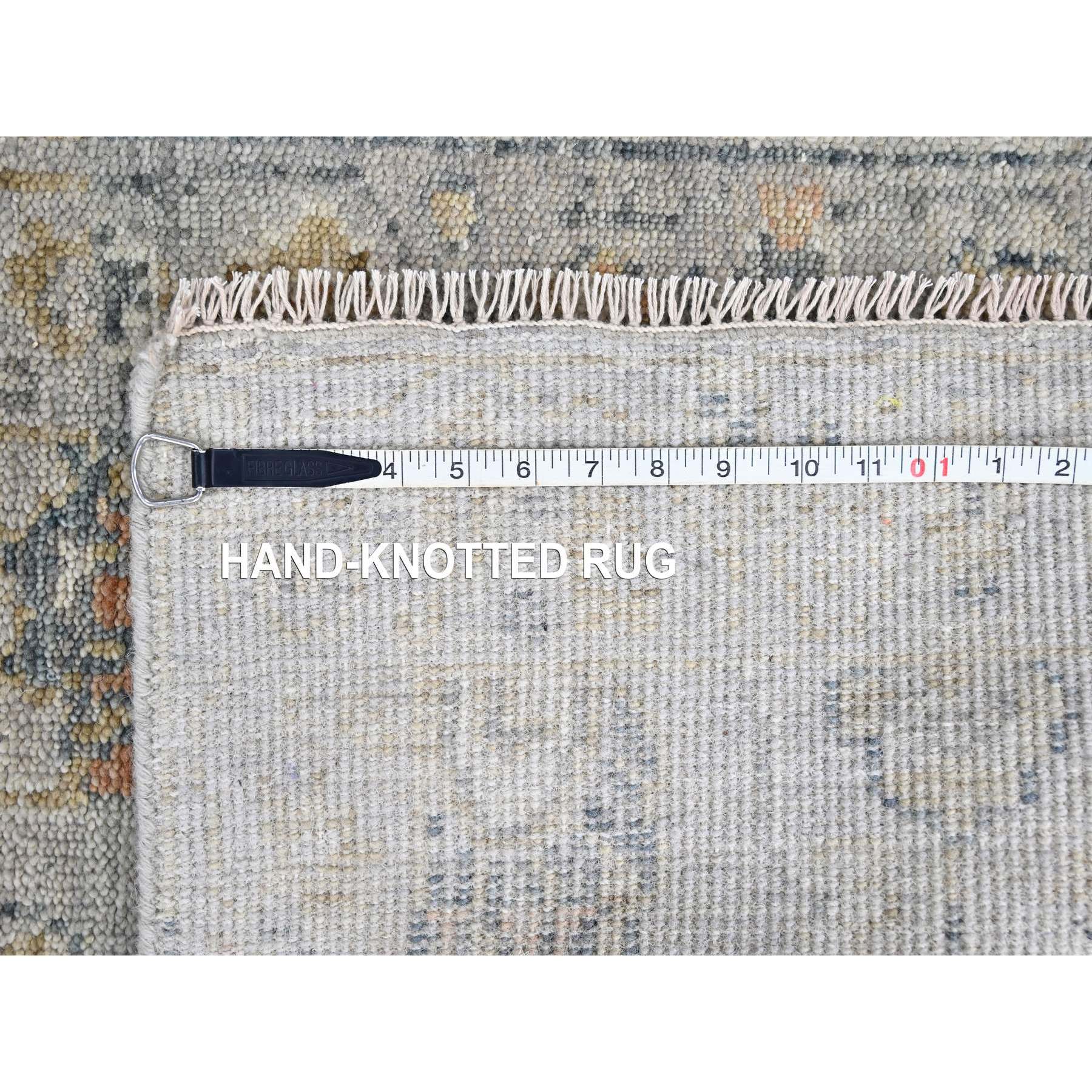2'3"x11'2" Cloud Gray, Supple Collection, Oushak All Over Design, Soft Velvety Wool, Hand Knotted, Vegetable Dyes, Narrow Runner, Oriental Rug Sh10277
