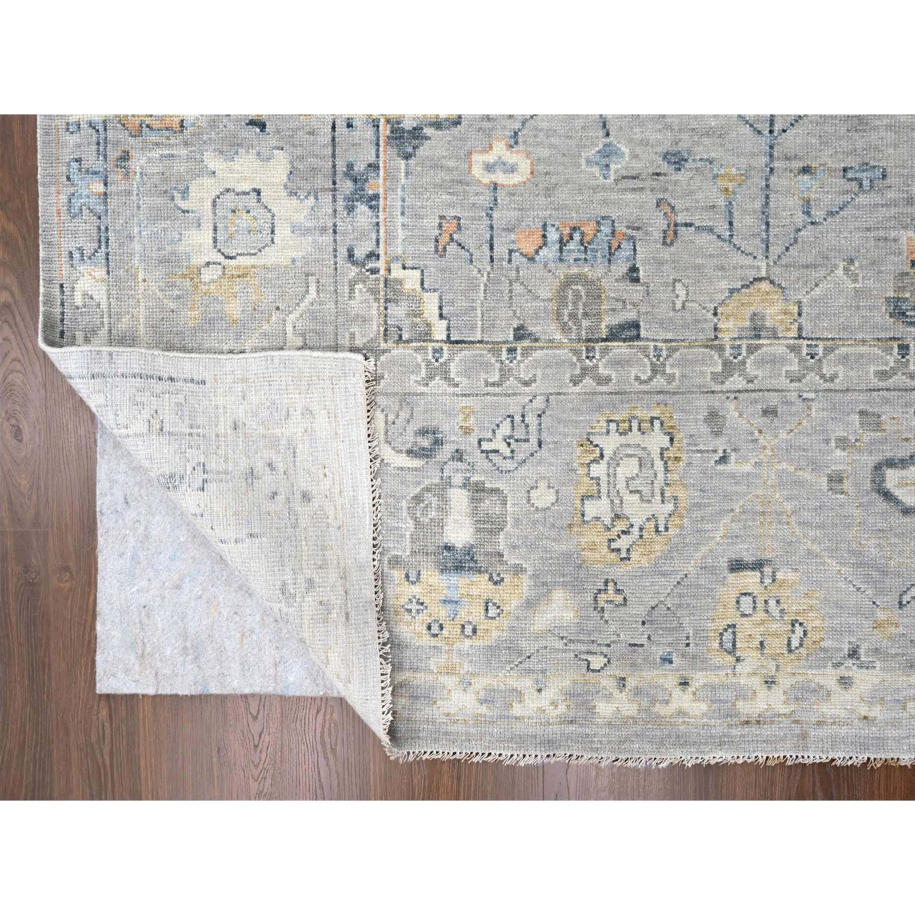 11'6"x15' Medium Gray, Oushak Design, Supple Collection, Organic Wool, Hand Knotted, Soft and Plush Pile, Oversized, Oriental Rug Sh10278
