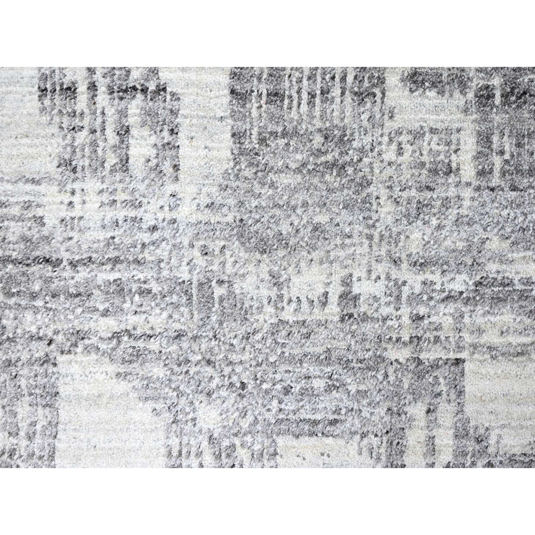 8'x10' Chiffon White, Hand Loomed, Wool and Plant Based Silk, Textured Pile, Modern Grid Like Design, Oriental Rug Sh10280