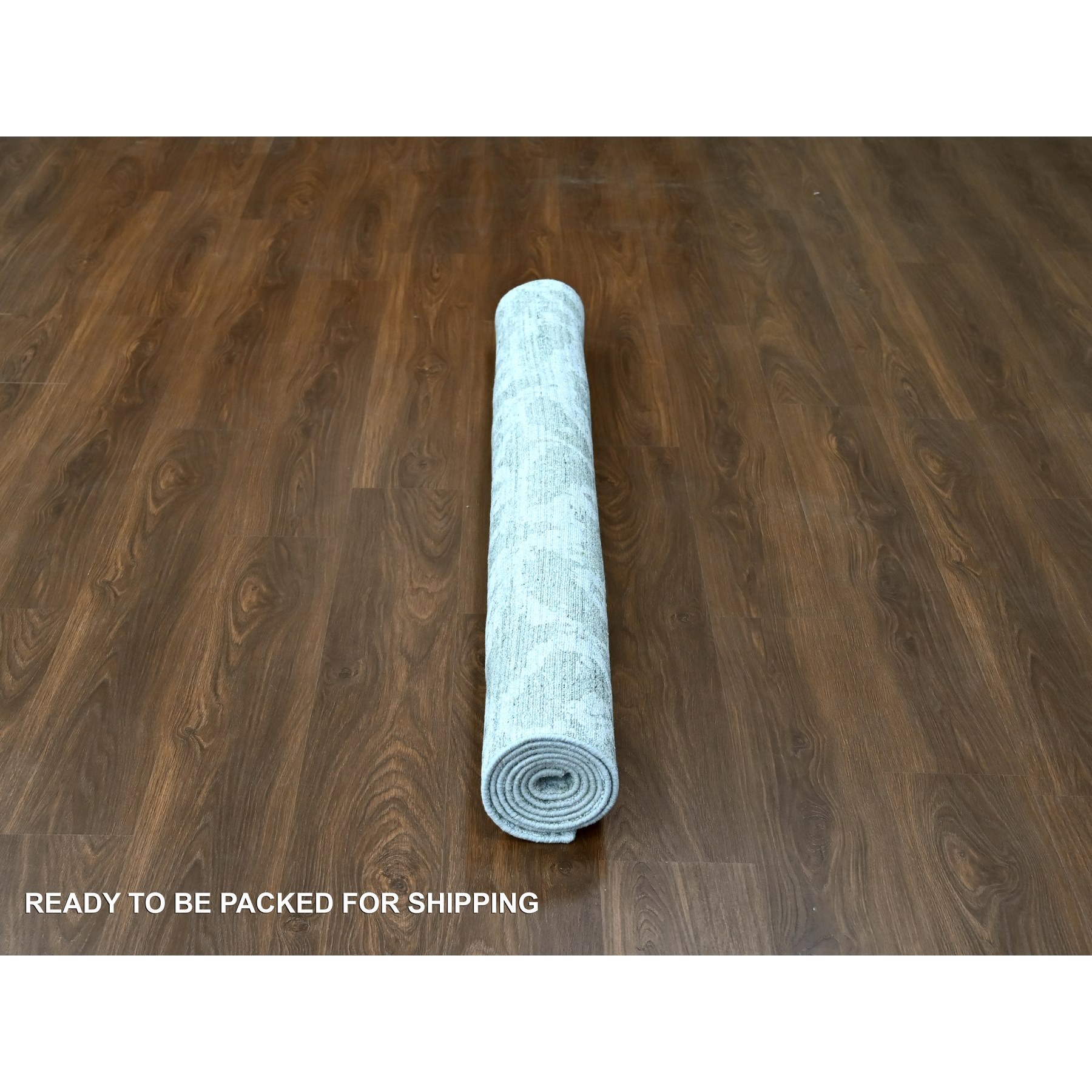5'5"x7'5" Pistachio Green, Hand Loomed, Wool and Plant Based Silk, Textured Pile, Modern Design, Oriental Rug Sh10283