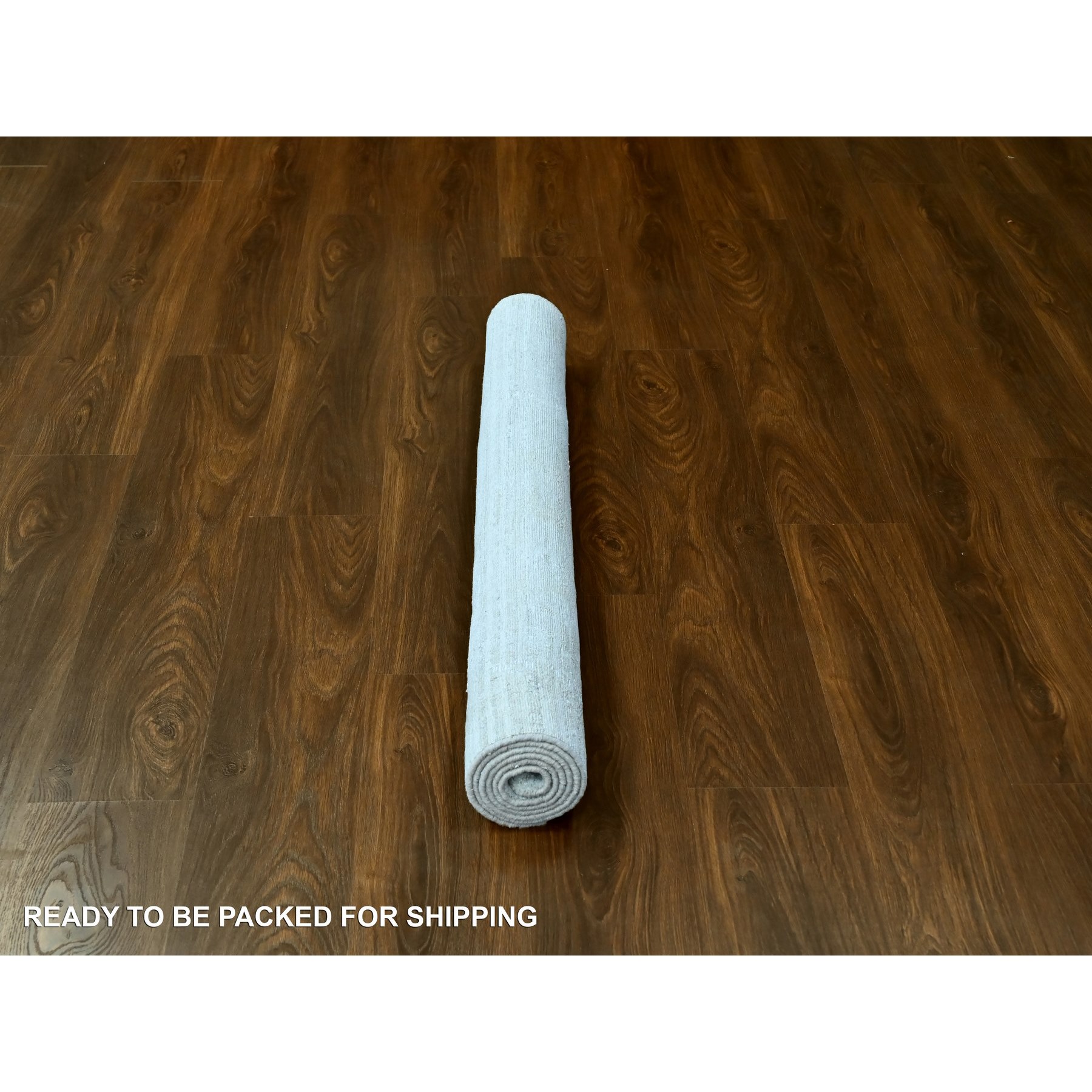 4'1"x5'10" Oyster Gray, Textured Pile, Modern Design, Hand Loomed, Wool and Plant Based Silk, Oriental Rug Sh10284