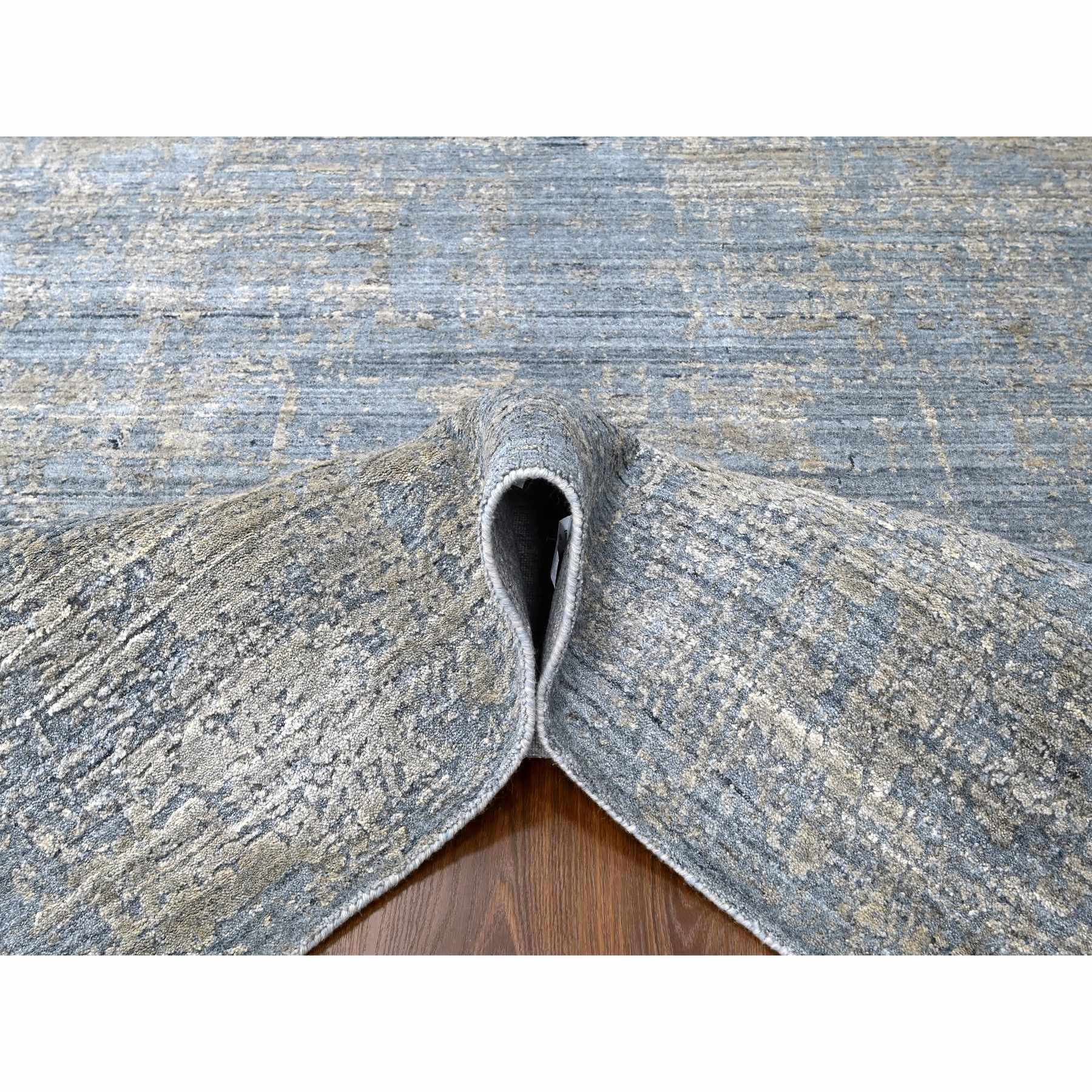 8'x10' Marengo Gray, Modern Design, Hand Loomed, Wool and Plant Based Silk, Textured Pile, Oriental Rug Sh10286