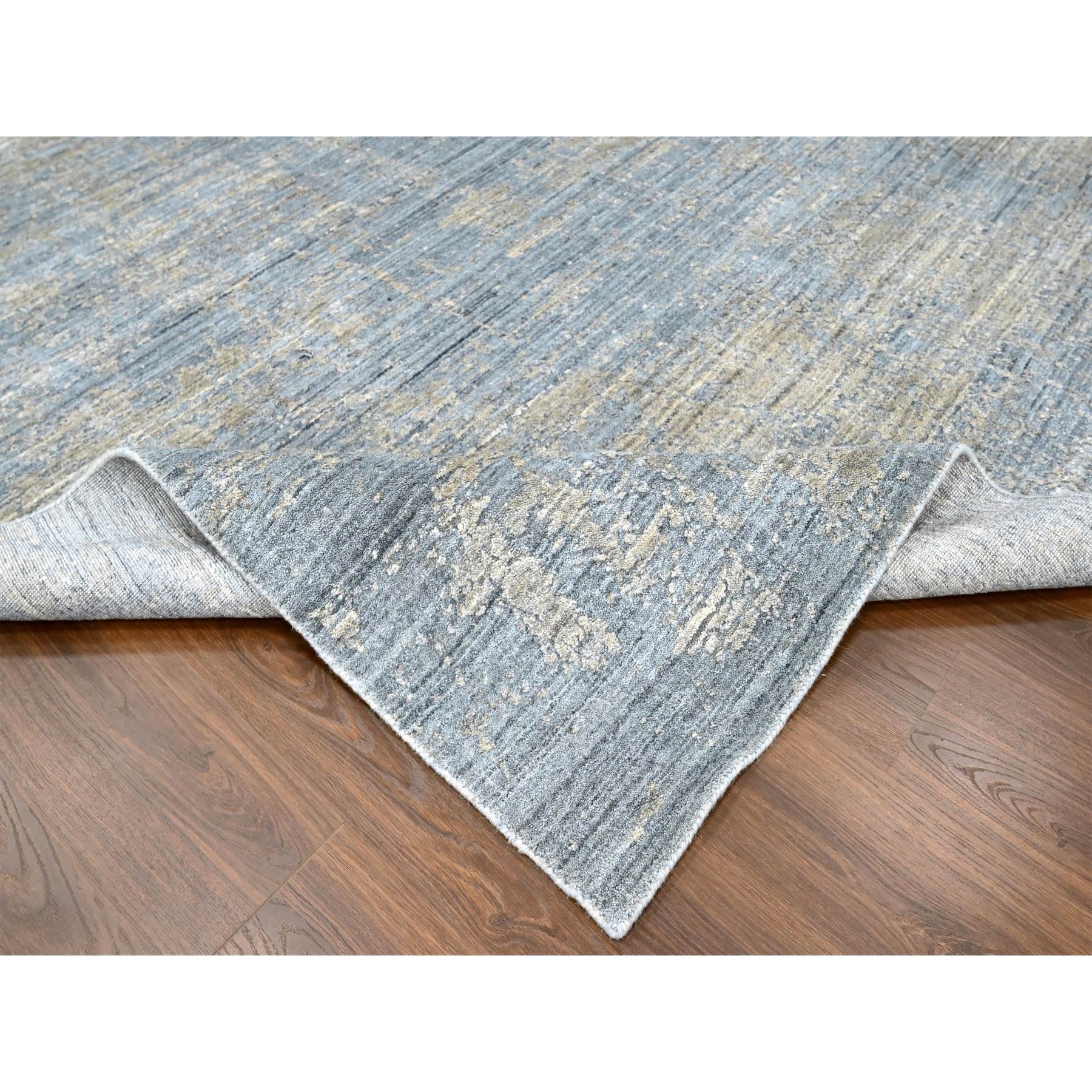 8'x10' Marengo Gray, Modern Design, Hand Loomed, Wool and Plant Based Silk, Textured Pile, Oriental Rug Sh10286