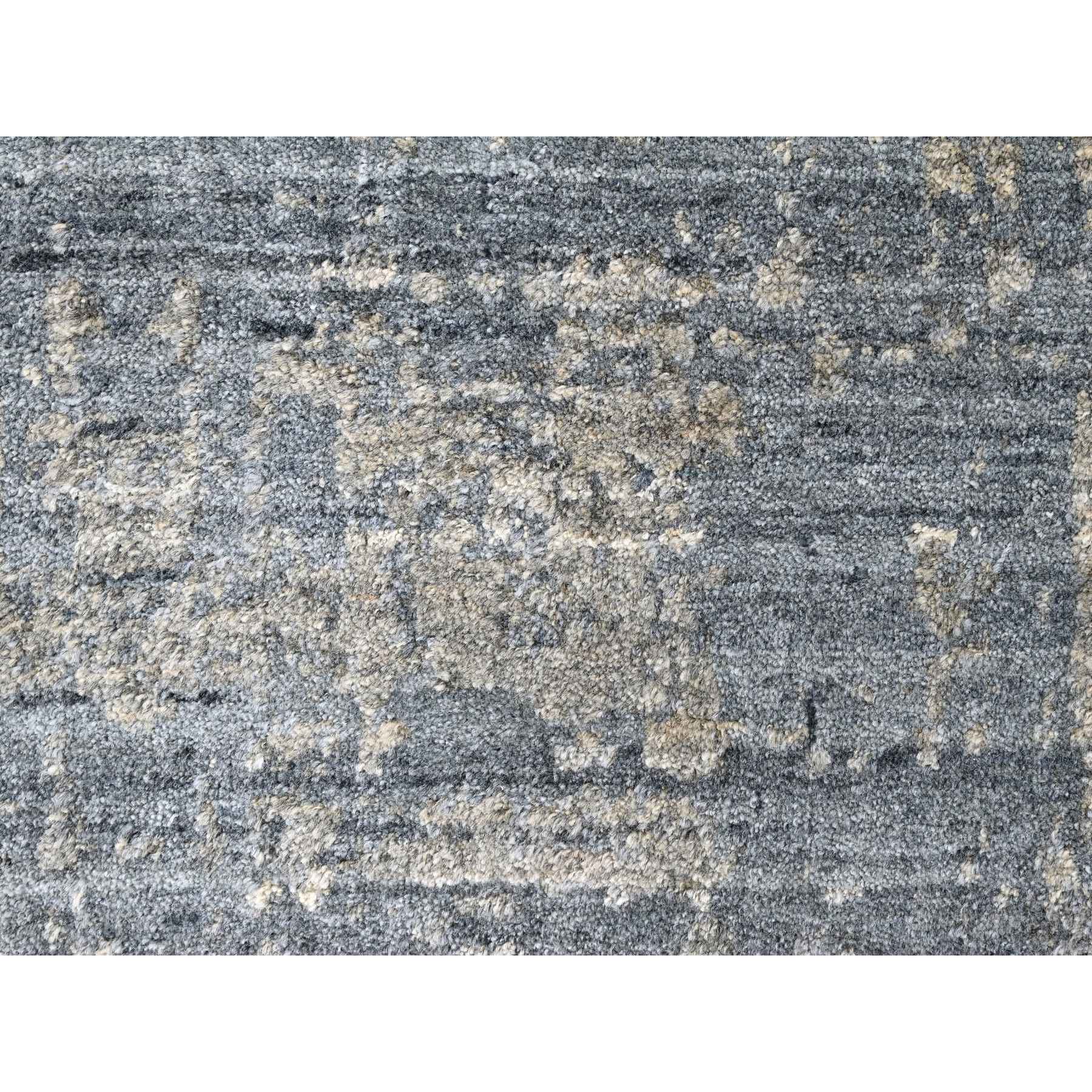 8'x10' Marengo Gray, Modern Design, Hand Loomed, Wool and Plant Based Silk, Textured Pile, Oriental Rug Sh10286