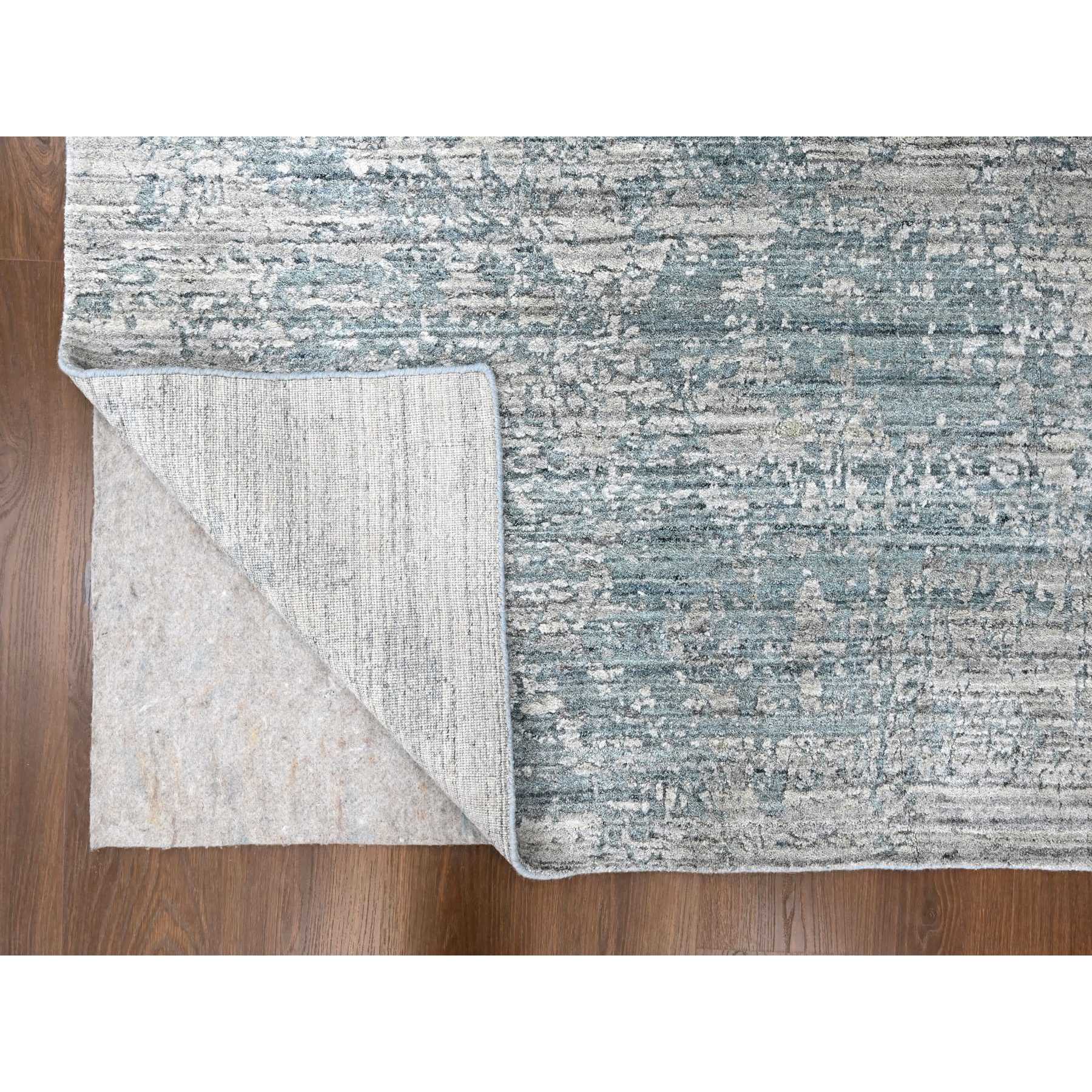 8'3"x10' Spanish Gray, Hand Loomed, Wool and Plant Based Silk, Textured Pile, Modern Design, Oriental Rug Sh10287