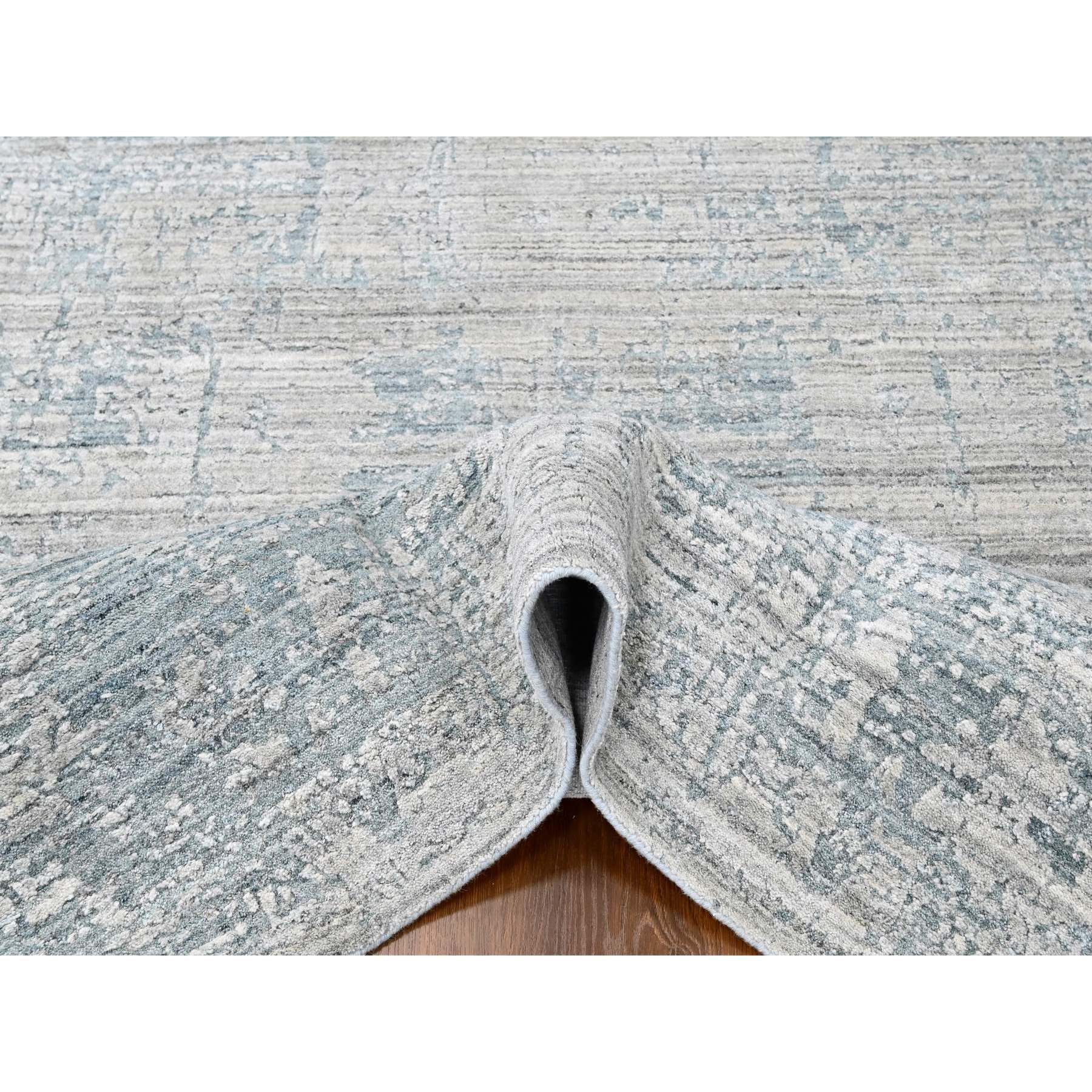 8'3"x10' Spanish Gray, Hand Loomed, Wool and Plant Based Silk, Textured Pile, Modern Design, Oriental Rug Sh10287