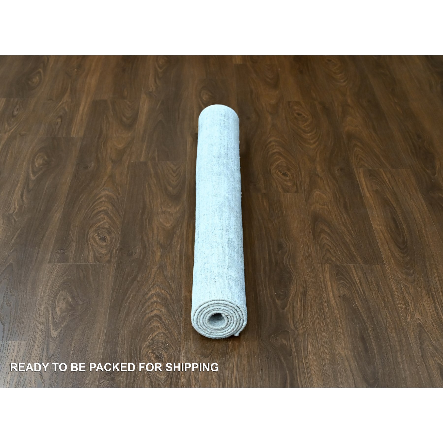 4'x6' Chiffon White with Gray, Modern Design, Hand Loomed, Wool and Plant Based Silk, Textured Pile, Oriental Rug Sh10288