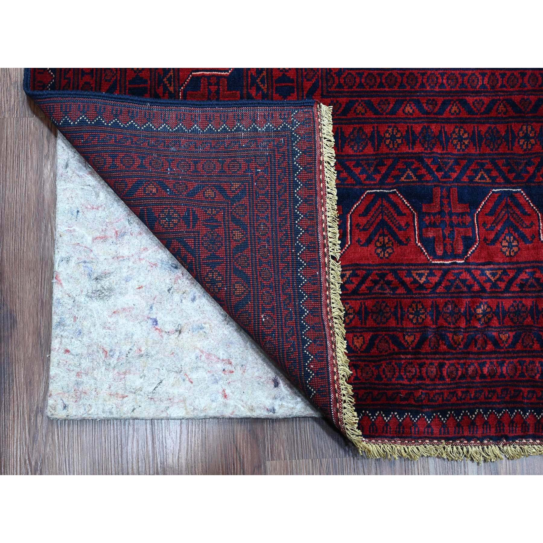 9'9"x13' Deep and Saturated Red, Afghan Khamyab with All Over Repetitive Star Design, Hand Knotted, 100% Wool, Vegetable Dyes, Oriental Rug Sh20001