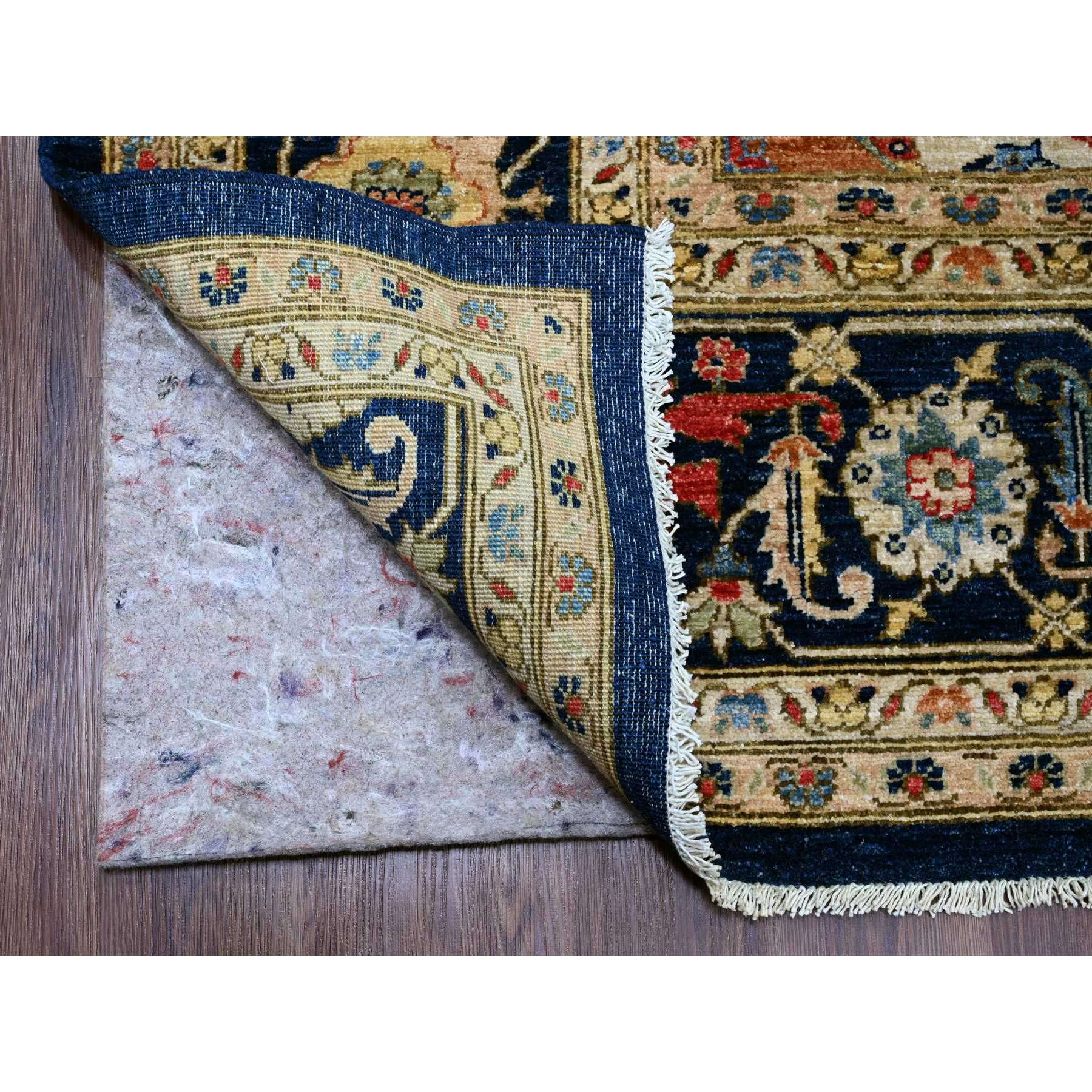 9'2"x11'10" Space Cadet Blue, Aryana Grade, Afghan Peshawar with Heriz Design, Vegetable Dyes, 100% Wool, Densely Woven, Hand Knotted, Oriental Rug Sh20005