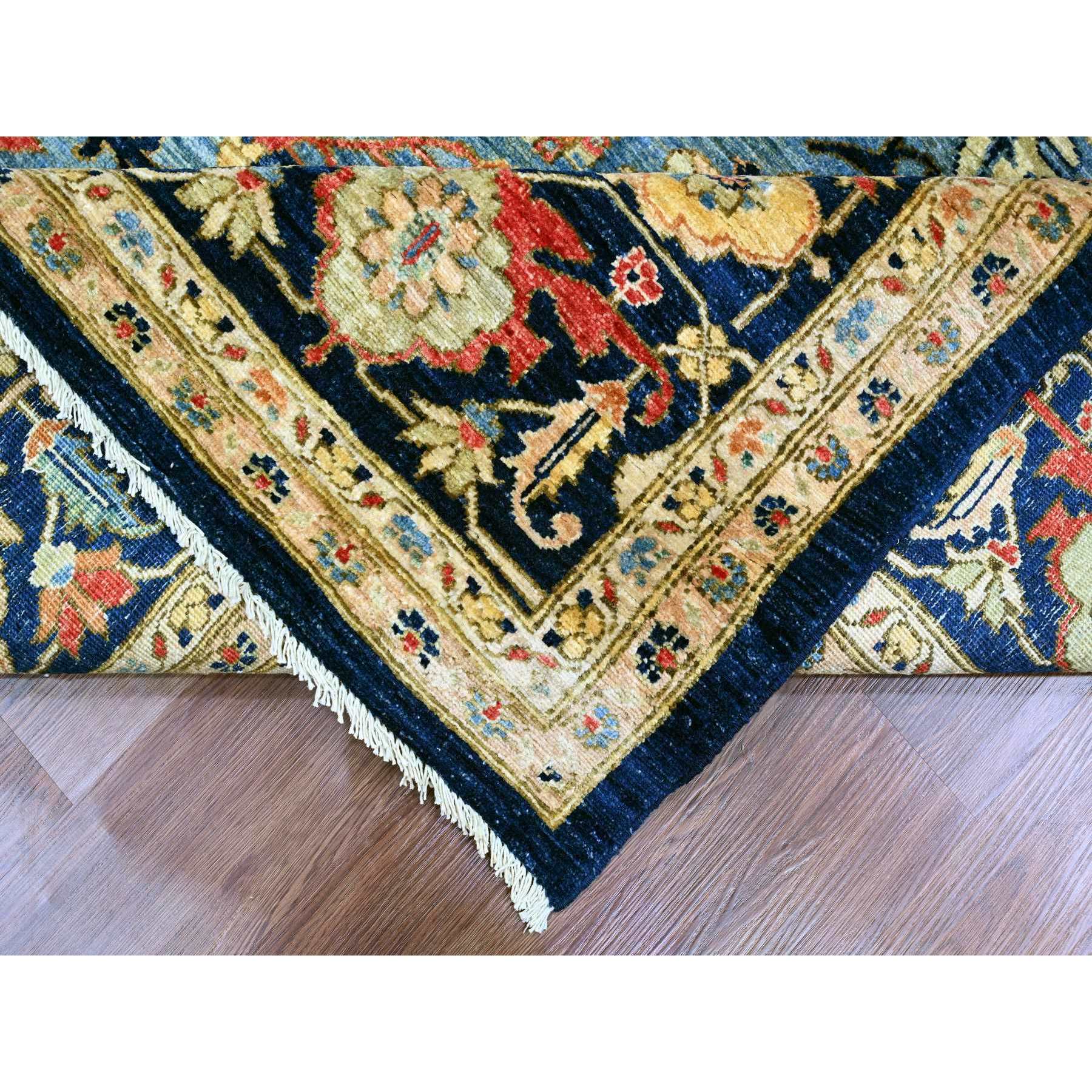 9'2"x11'10" Space Cadet Blue, Aryana Grade, Afghan Peshawar with Heriz Design, Vegetable Dyes, 100% Wool, Densely Woven, Hand Knotted, Oriental Rug Sh20005
