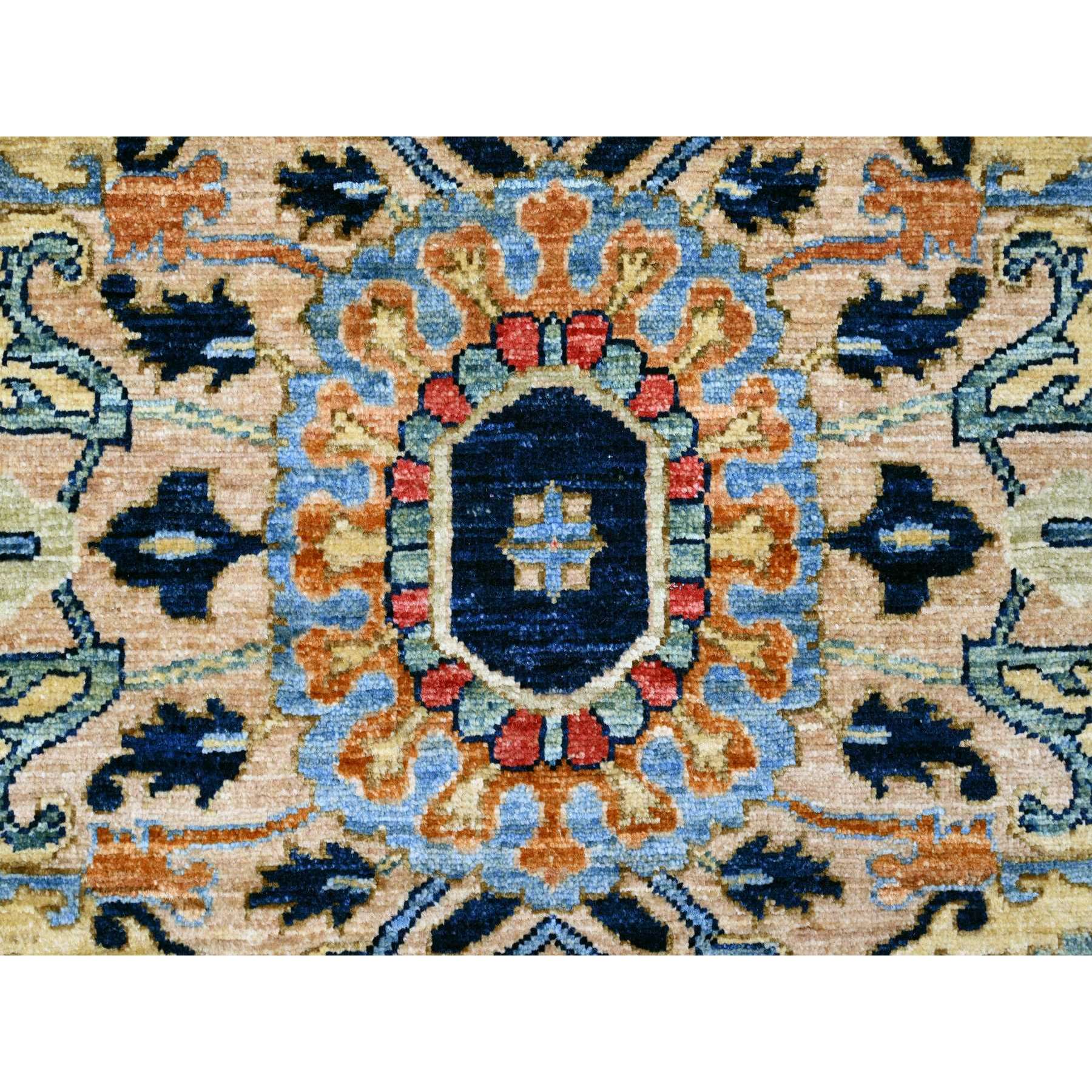 9'2"x11'10" Space Cadet Blue, Aryana Grade, Afghan Peshawar with Heriz Design, Vegetable Dyes, 100% Wool, Densely Woven, Hand Knotted, Oriental Rug Sh20005