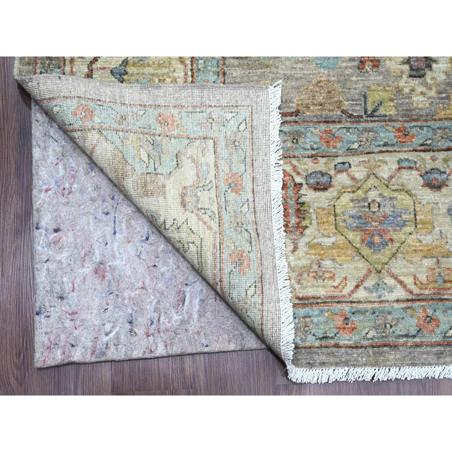 9'x11'8" Fossil Gray, Aryana Collection, Afghan Peshawar with Heriz All Over Design, Vegetable Dyes, Hand Knotted, Pure Wool, Densely Woven, Oriental Rug Sh20006