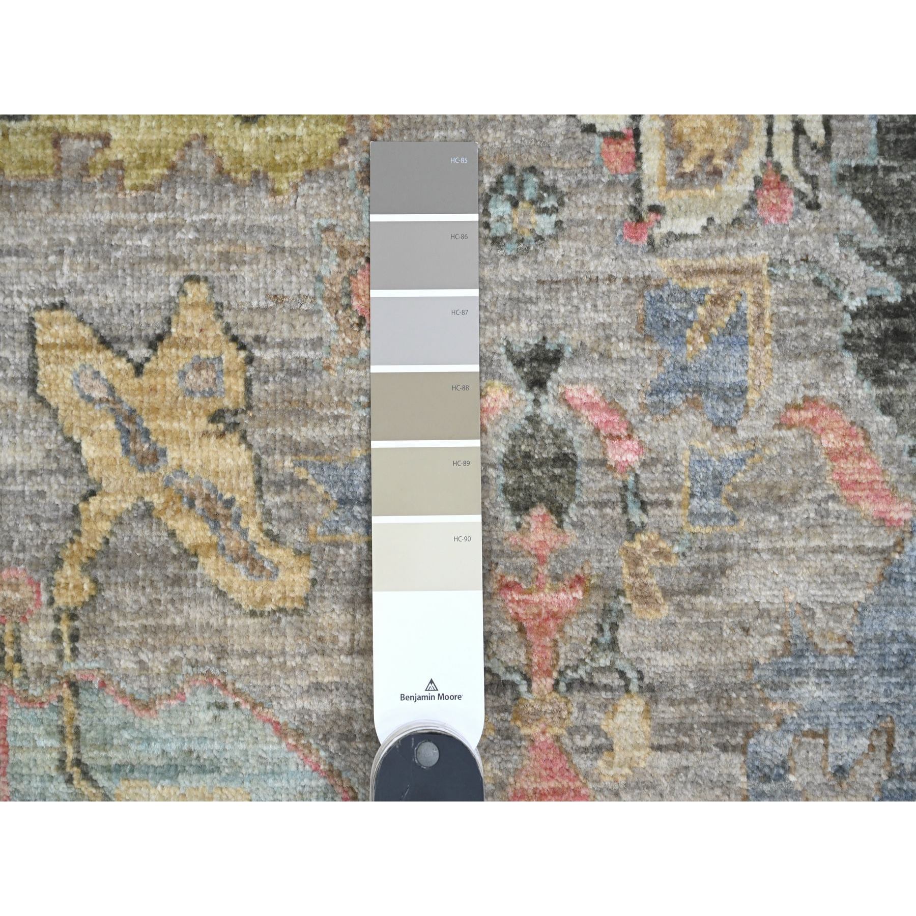9'x11'8" Fossil Gray, Aryana Collection, Afghan Peshawar with Heriz All Over Design, Vegetable Dyes, Hand Knotted, Pure Wool, Densely Woven, Oriental Rug Sh20006