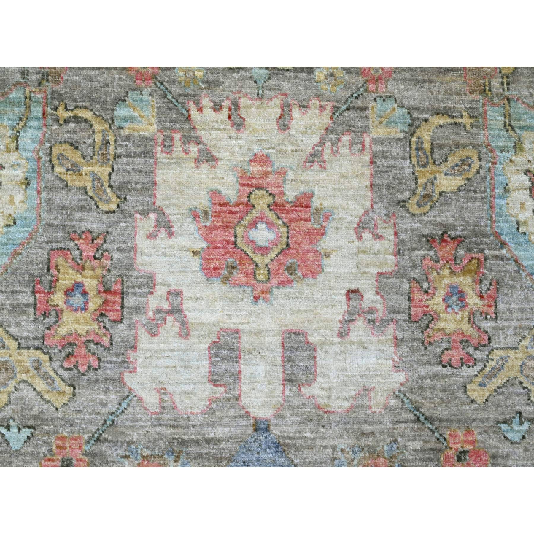 9'x11'8" Fossil Gray, Aryana Collection, Afghan Peshawar with Heriz All Over Design, Vegetable Dyes, Hand Knotted, Pure Wool, Densely Woven, Oriental Rug Sh20006