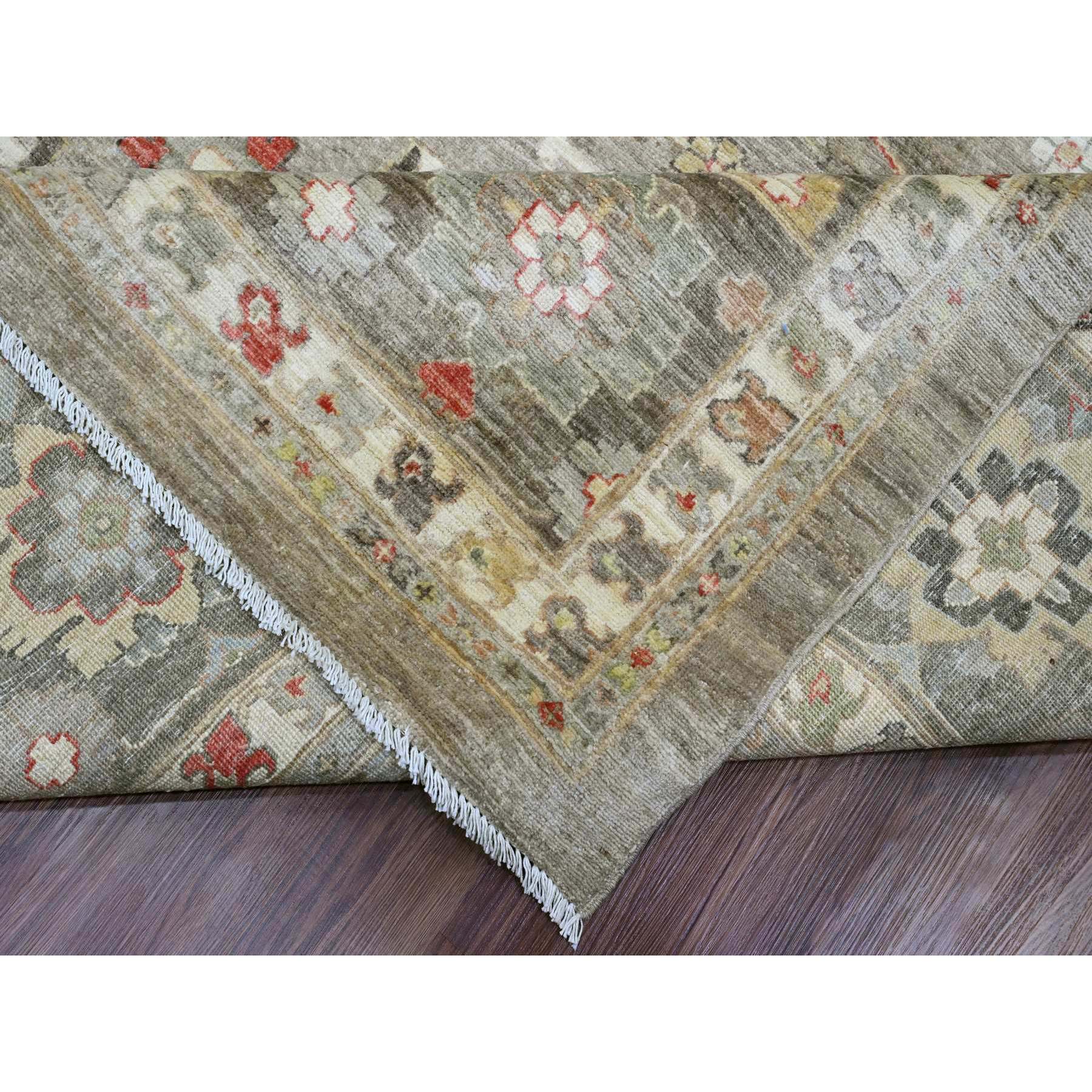 12'x15'1" Fossil Gray, Peshawar with Heriz All Over Design, Hand Knotted, 100% Wool, Natural Dyes, Densely Woven, Oversized, Oriental Rug Sh20007