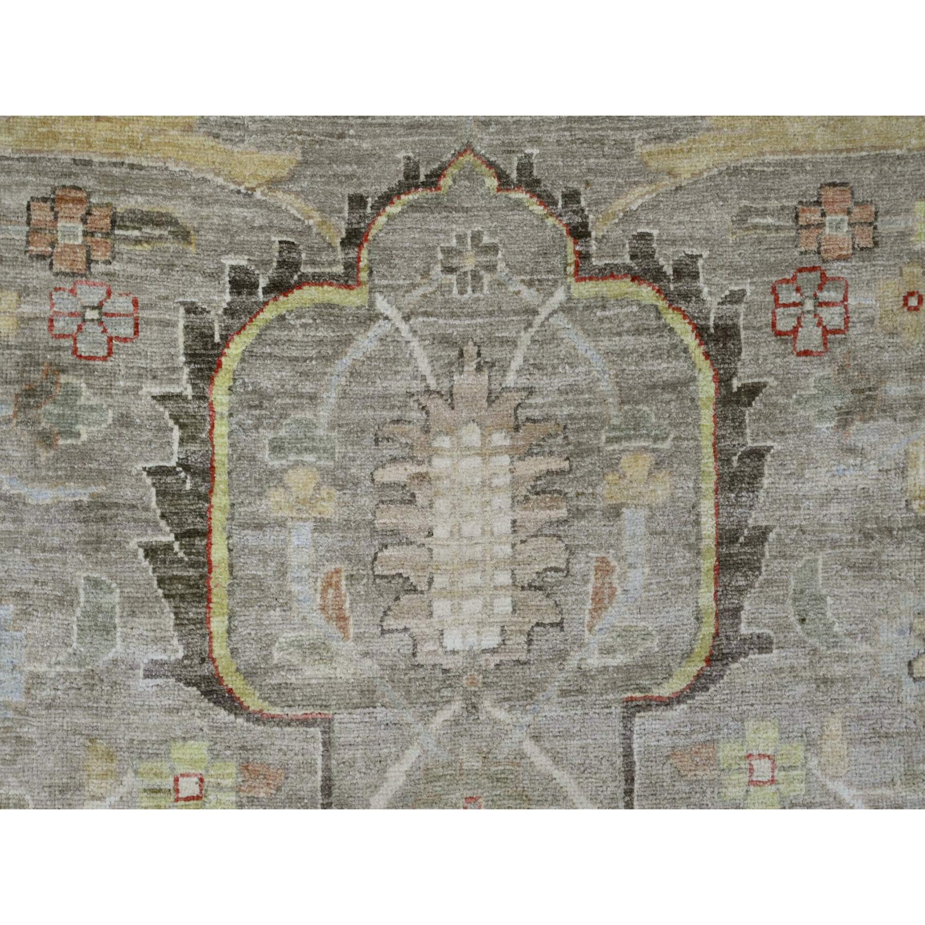 12'x15'1" Fossil Gray, Peshawar with Heriz All Over Design, Hand Knotted, 100% Wool, Natural Dyes, Densely Woven, Oversized, Oriental Rug Sh20007