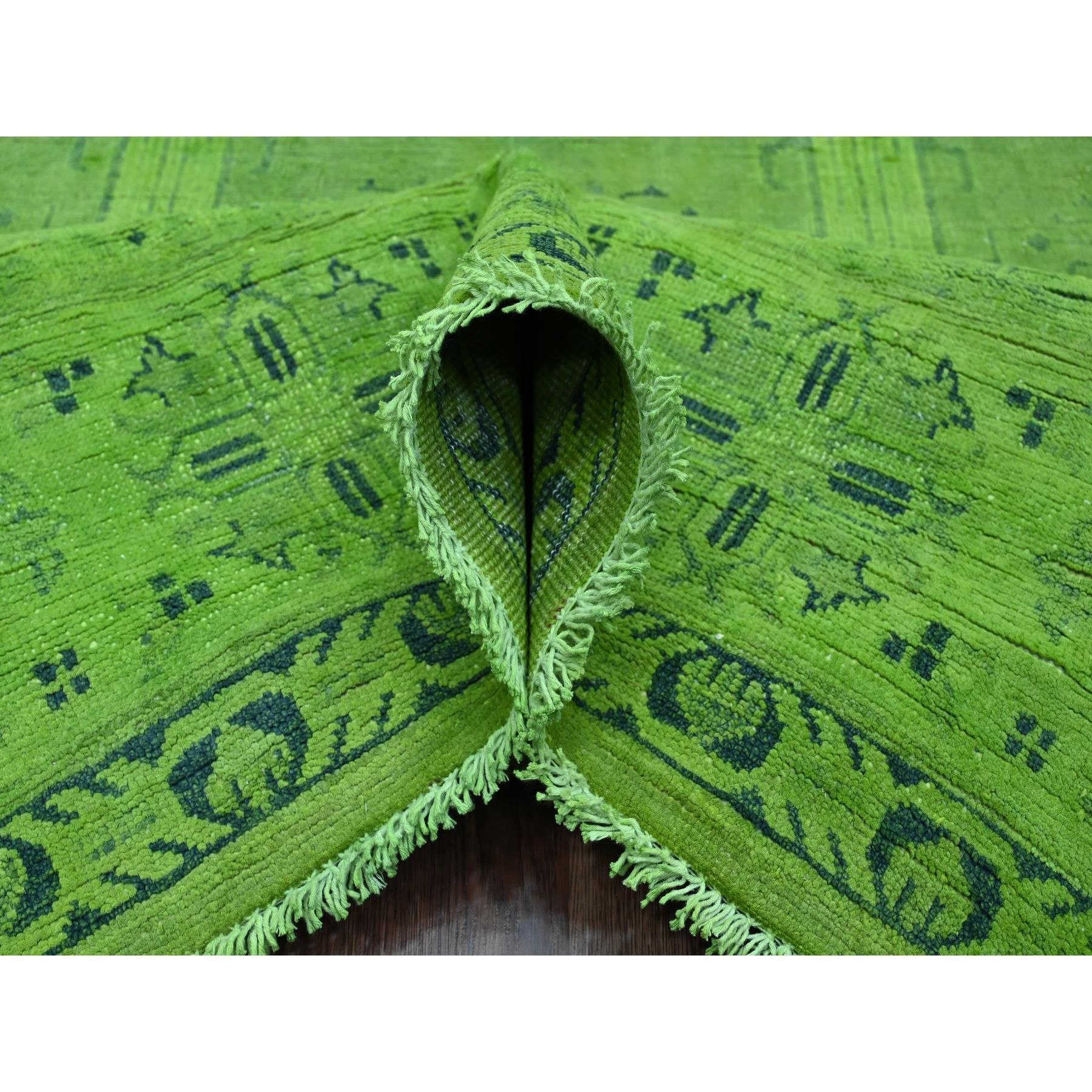 8'x9'6" Emerald Green, Overdyed Kazak with All Over Geometric Pattern, Hand Knotted, 100% Wool, Oriental Rug Sh20010
