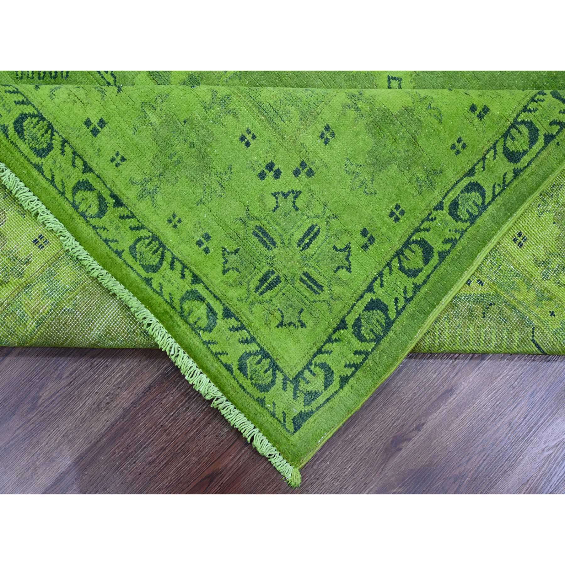 8'x9'6" Emerald Green, Overdyed Kazak with All Over Geometric Pattern, Hand Knotted, 100% Wool, Oriental Rug Sh20010