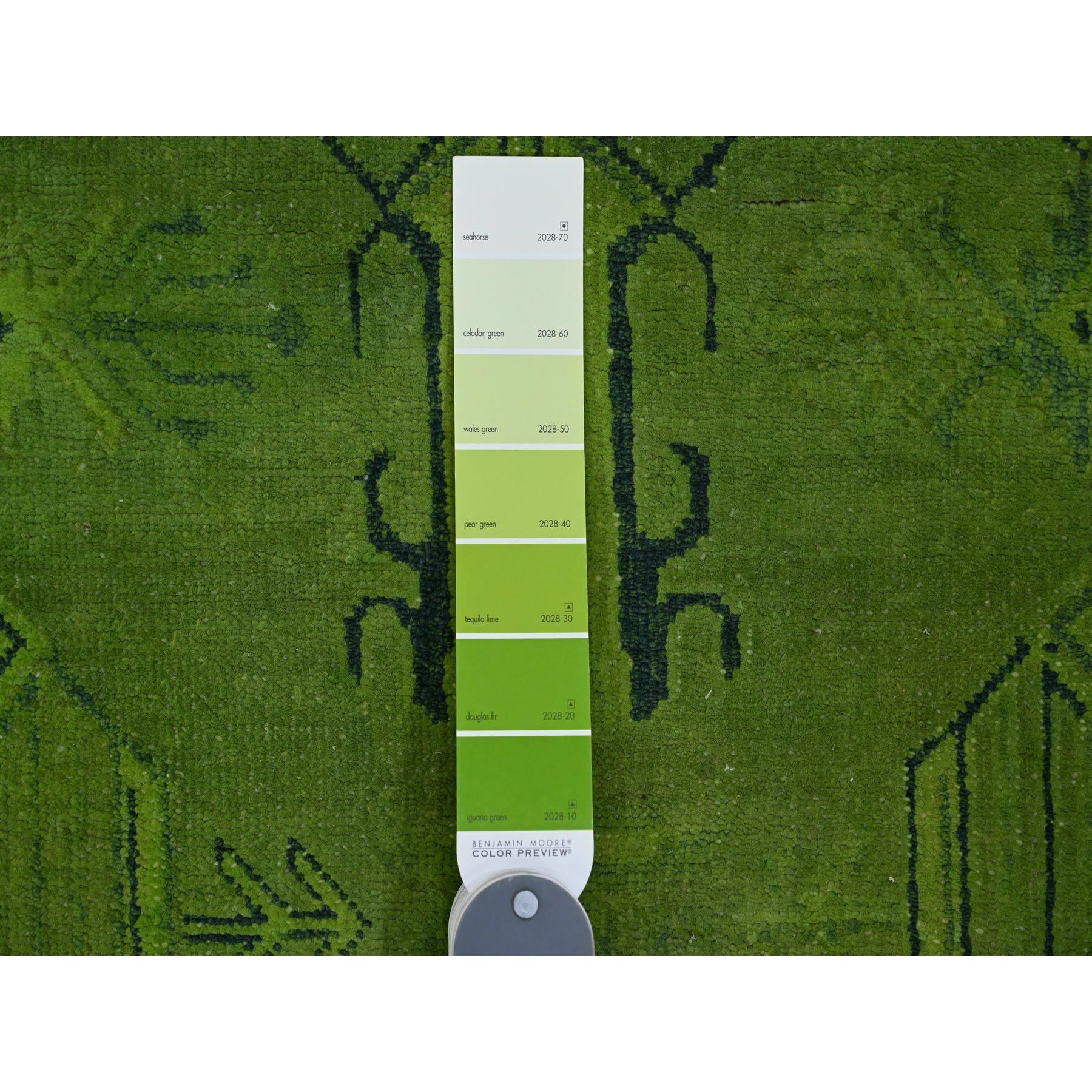 8'x9'6" Emerald Green, Overdyed Kazak with All Over Geometric Pattern, Hand Knotted, 100% Wool, Oriental Rug Sh20010