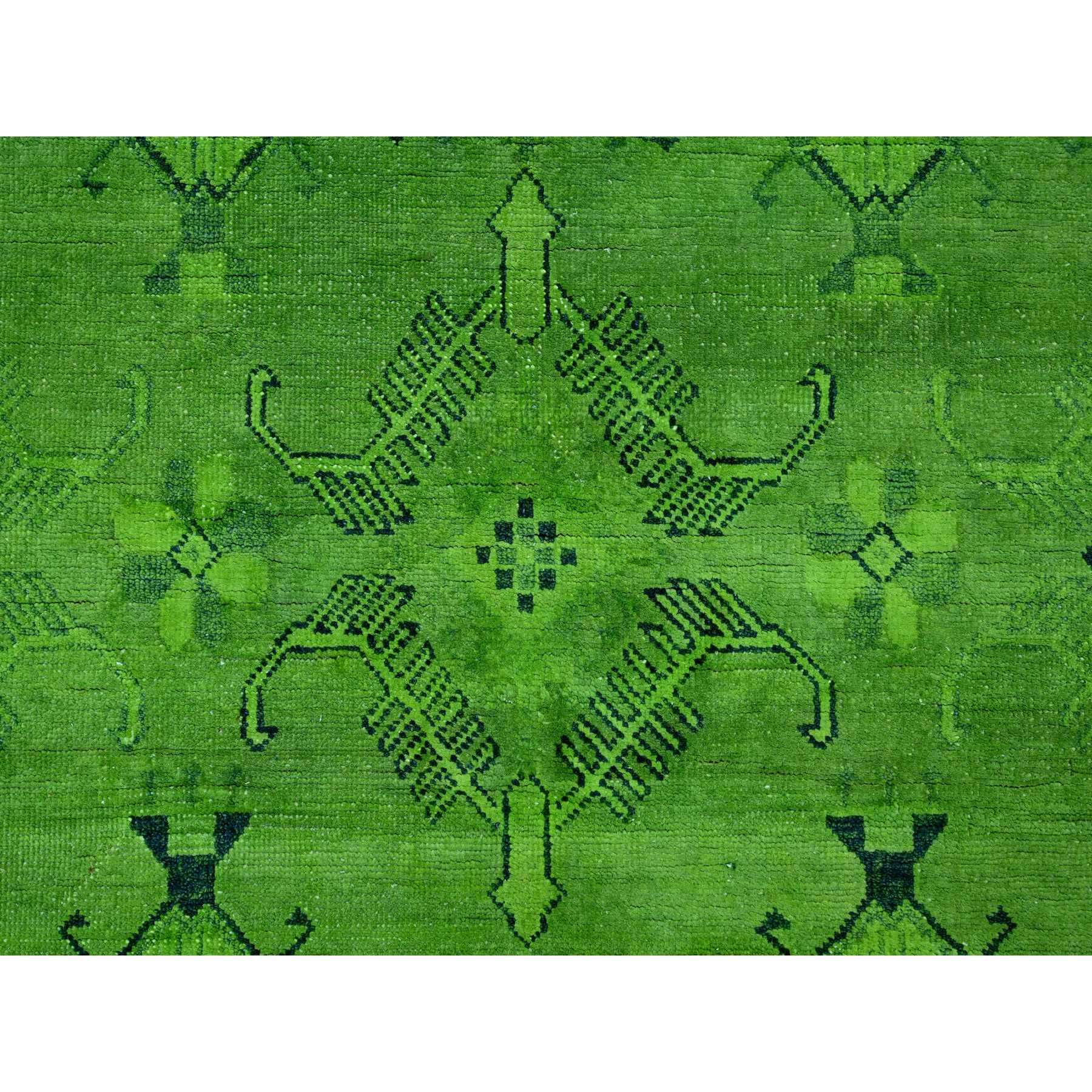 8'x9'6" Emerald Green, Overdyed Kazak with All Over Geometric Pattern, Hand Knotted, 100% Wool, Oriental Rug Sh20010