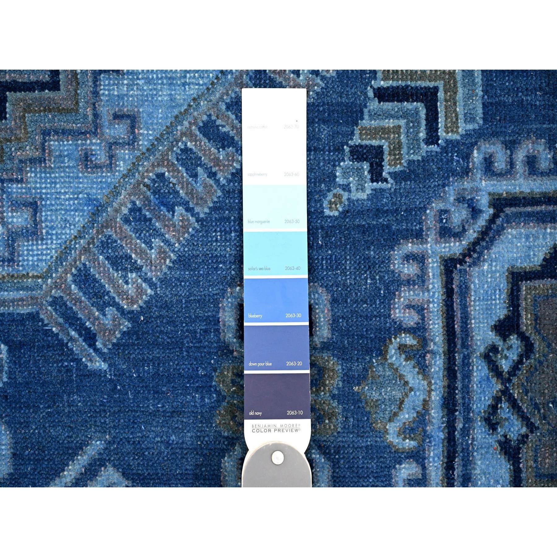 8'x9'9" Imperial Blue, 100% Wool, Overdyed Kazak with Geometric Medallions Design, Hand Knotted, Oriental Rug Sh20013
