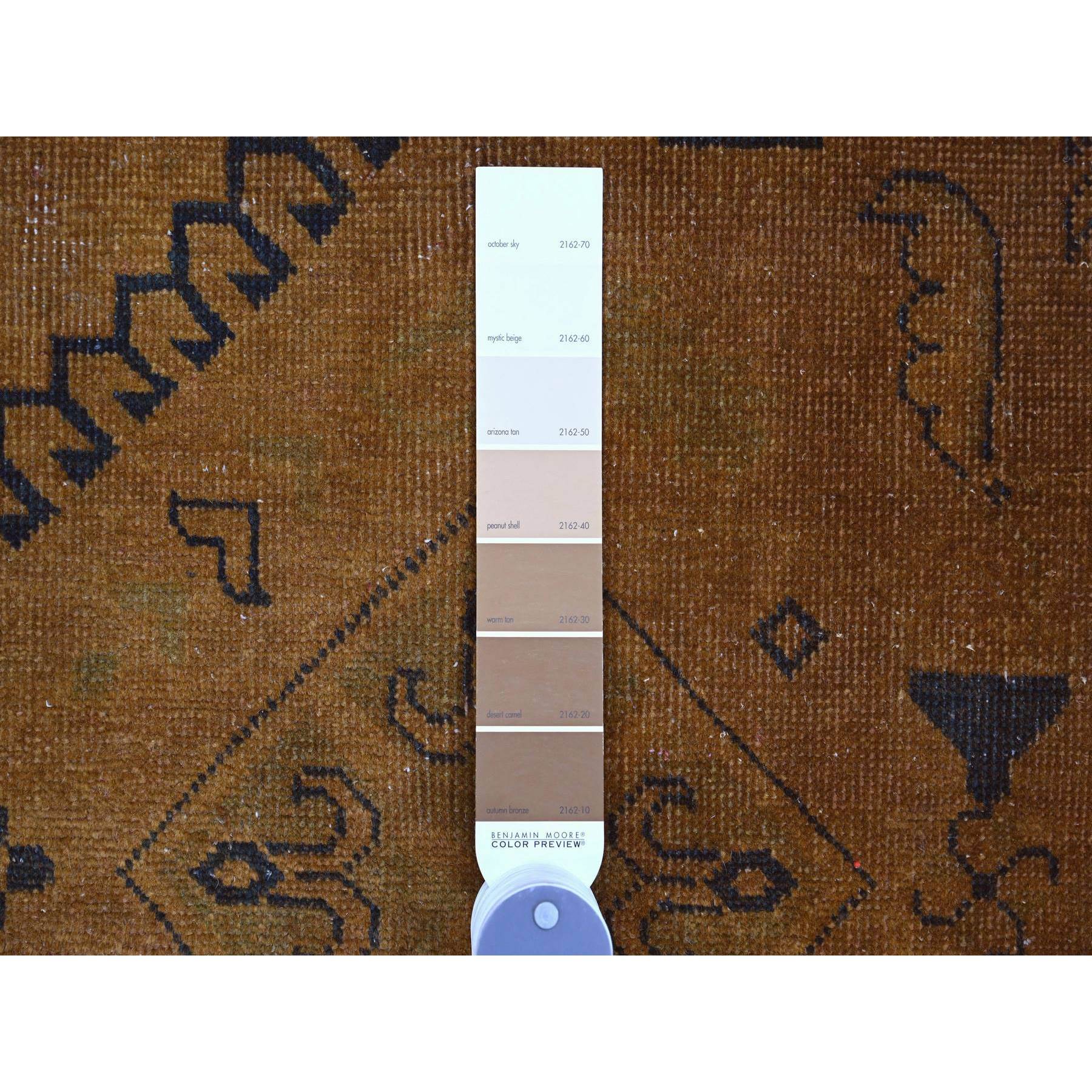 8'x9'5" Honey Brown, Overdyed Kazak with Geometric Medallions Design, Hand Knotted, 100% Wool, Oriental Rug Sh20014