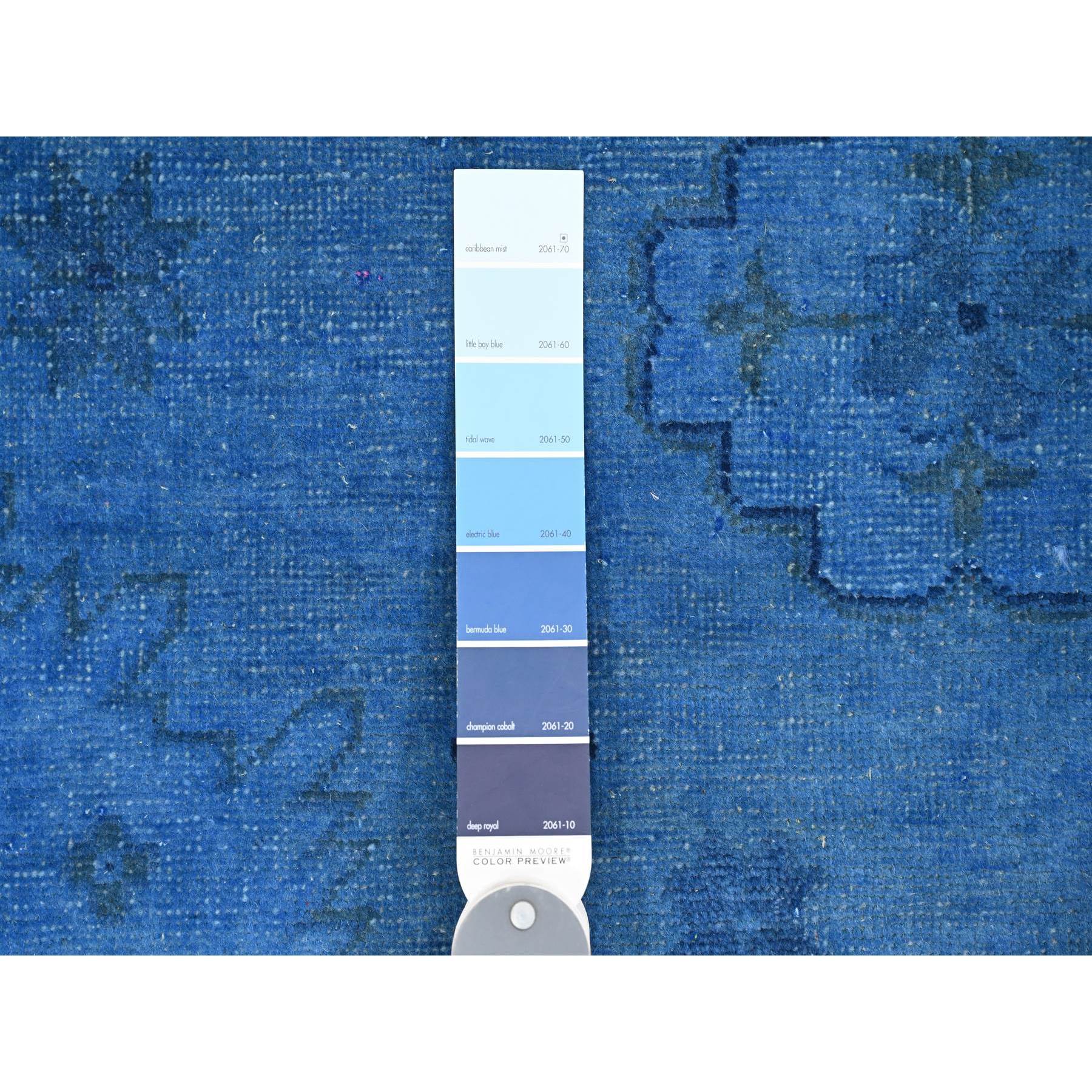 8'8"x11'9" Bayern Blue, Hand Knotted, Overdyed Kazak with Geometric Medallions Design, 100% Wool, Oriental Rug Sh20015