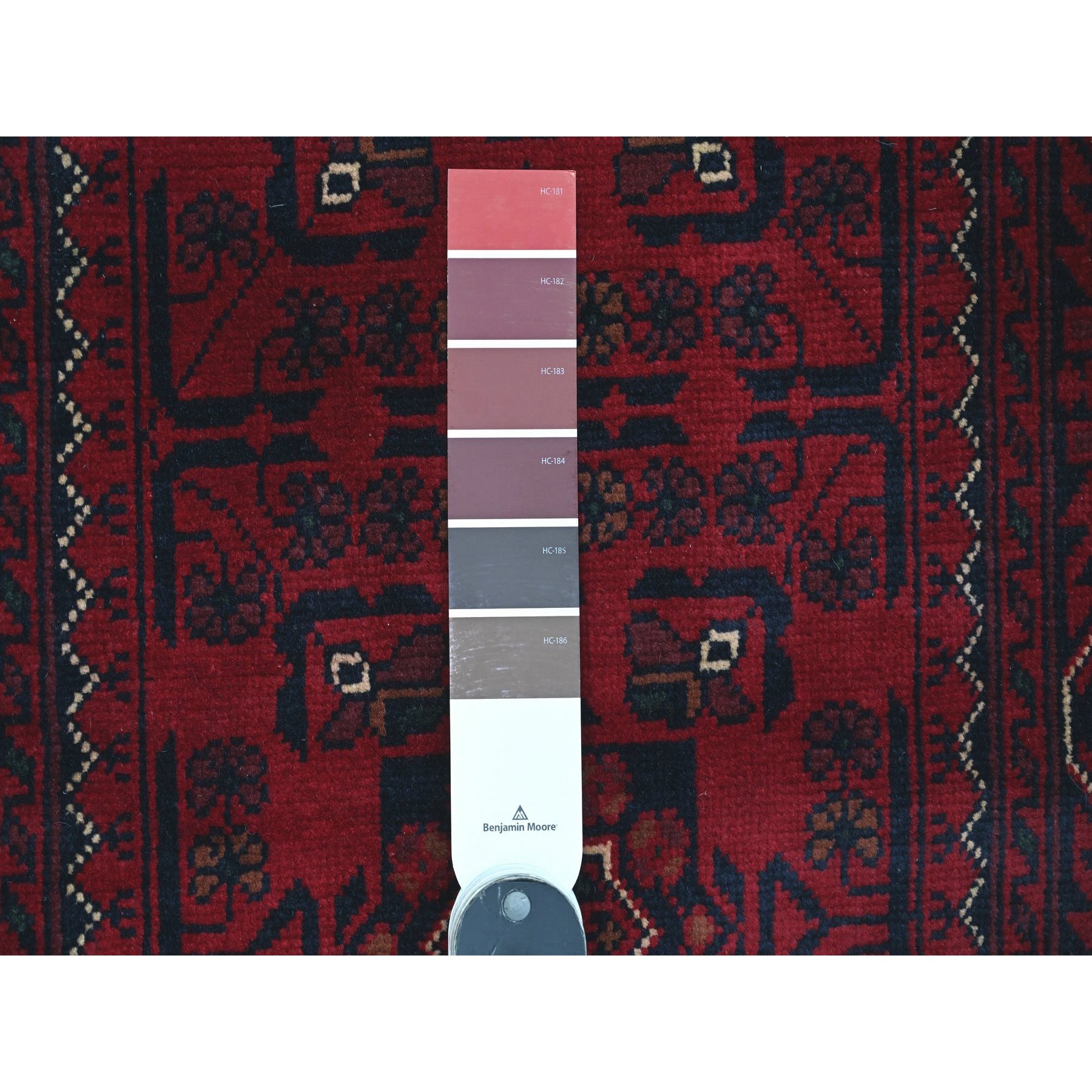 2'5"x19'2" Deep and Saturated Red, Afghan Khamyab with Repetitive Star Medallion Design, Soft Wool, Hand Knotted, XL Runner, Oriental Rug Sh20023