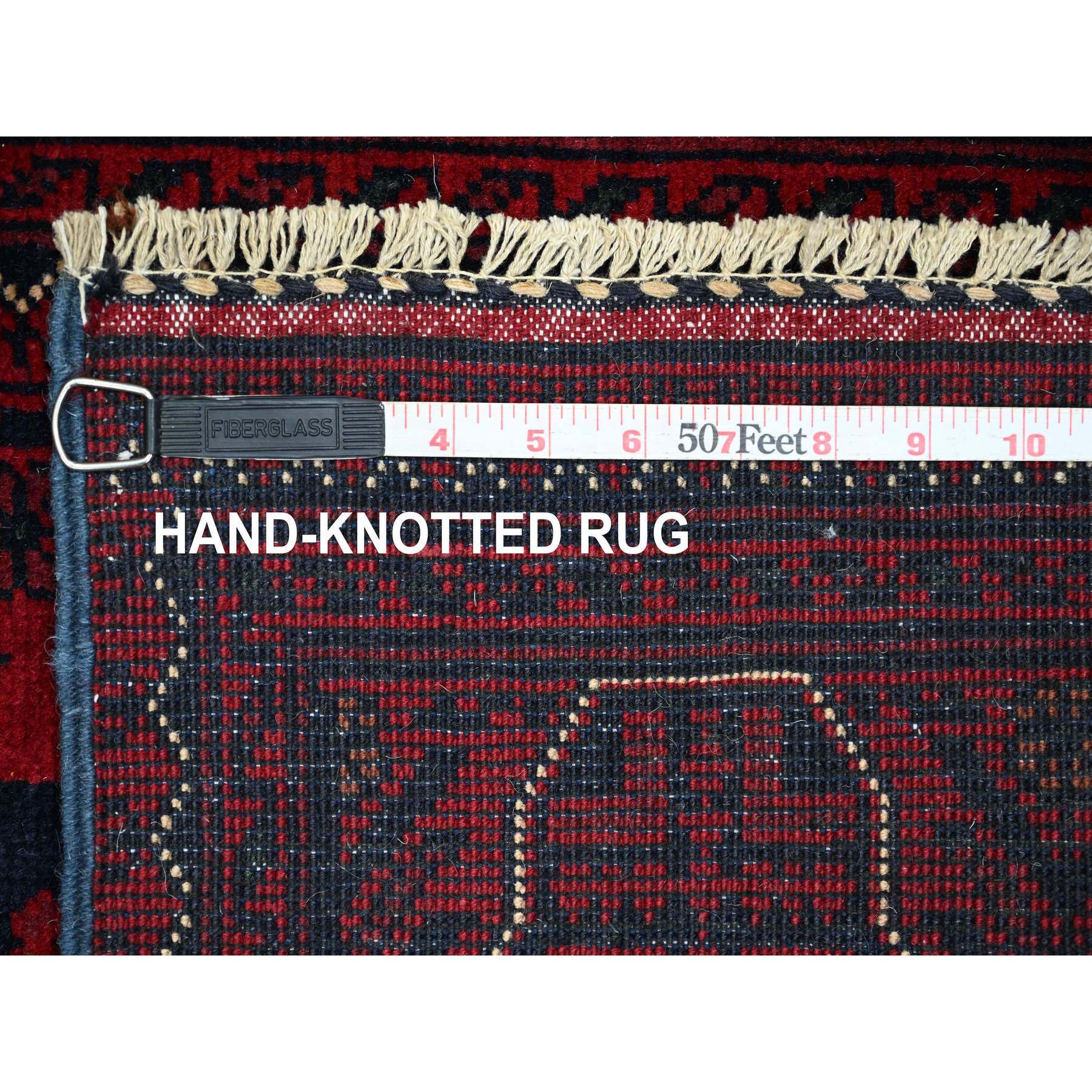 2'5"x19'2" Deep and Saturated Red, Afghan Khamyab with Repetitive Star Medallion Design, Soft Wool, Hand Knotted, XL Runner, Oriental Rug Sh20023