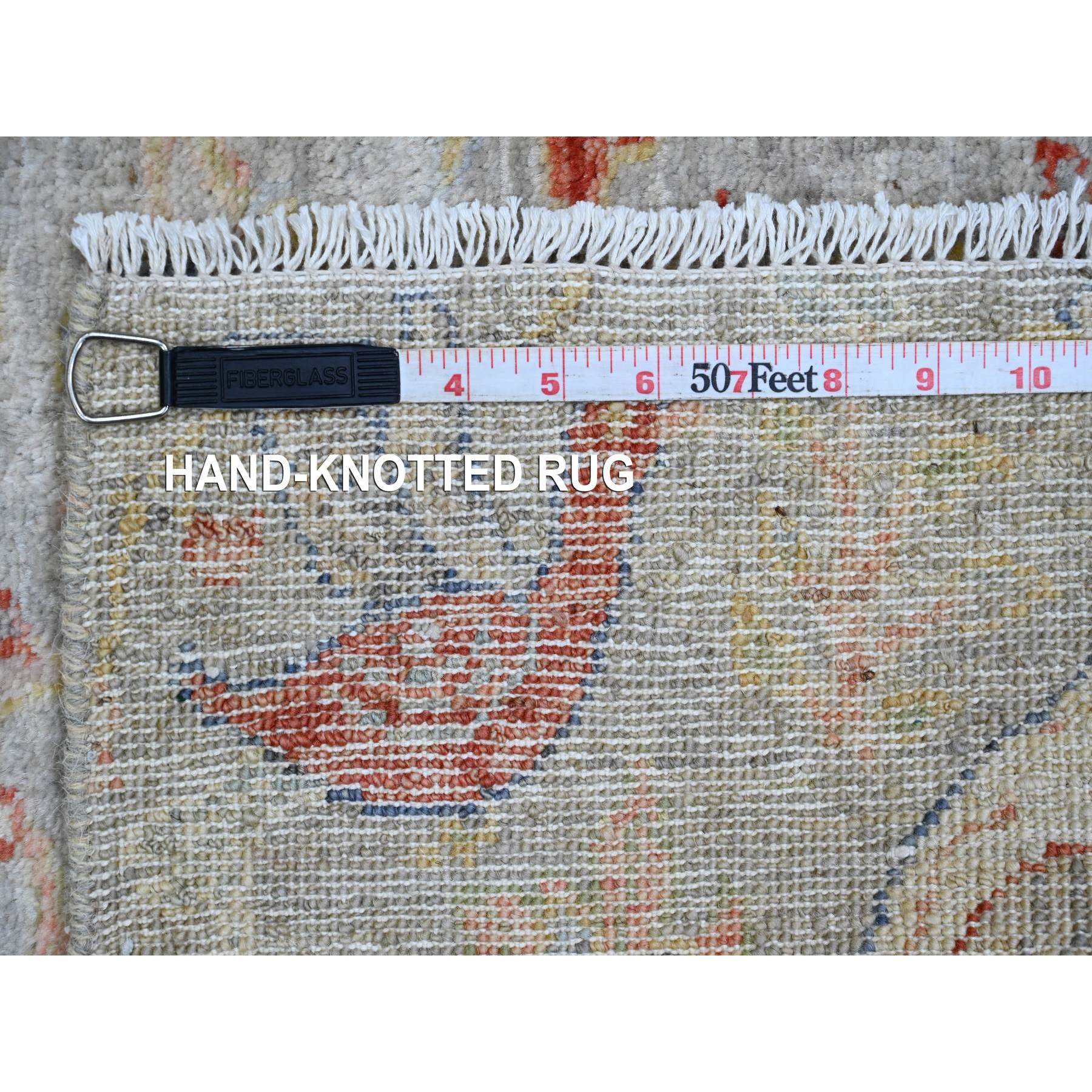 2'1"x3'1" Medium Gray, Afghan Peshawar with Birds of Paradise Design, Hand Knotted, Soft Wool, Veggie Dyes, Mat, Sample, Oriental Rug Sh20036