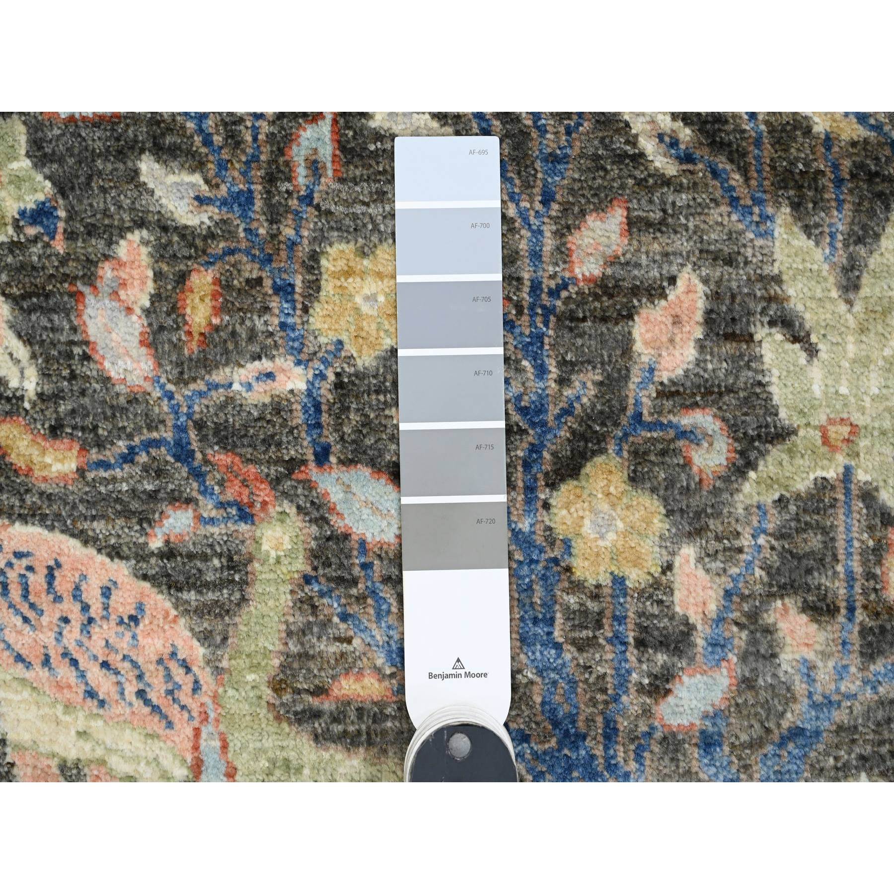 2'x3'4" Anchor Gray, Afghan Peshawar, Tree of Life, Birds of Paradise Design, Sample, Hand Knotted, Natural Dyes, Soft Wool, Mat, Oriental Rug Sh20037