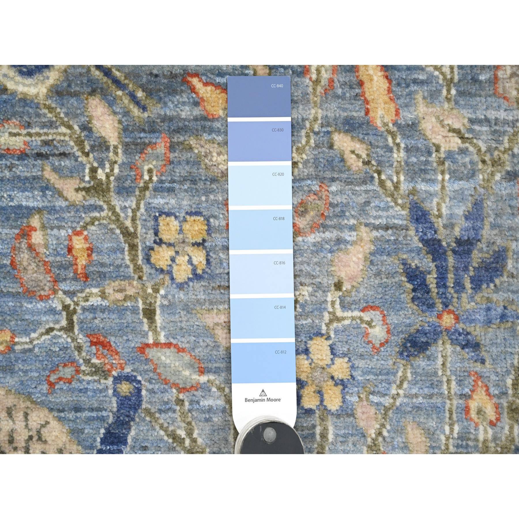 2'x3' Lake Blue, Afghan Peshawar with Birds of Paradise Design, Natural Dyes, Hand Knotted, 100% Wool, Sample, Mat, Oriental Rug Sh20041