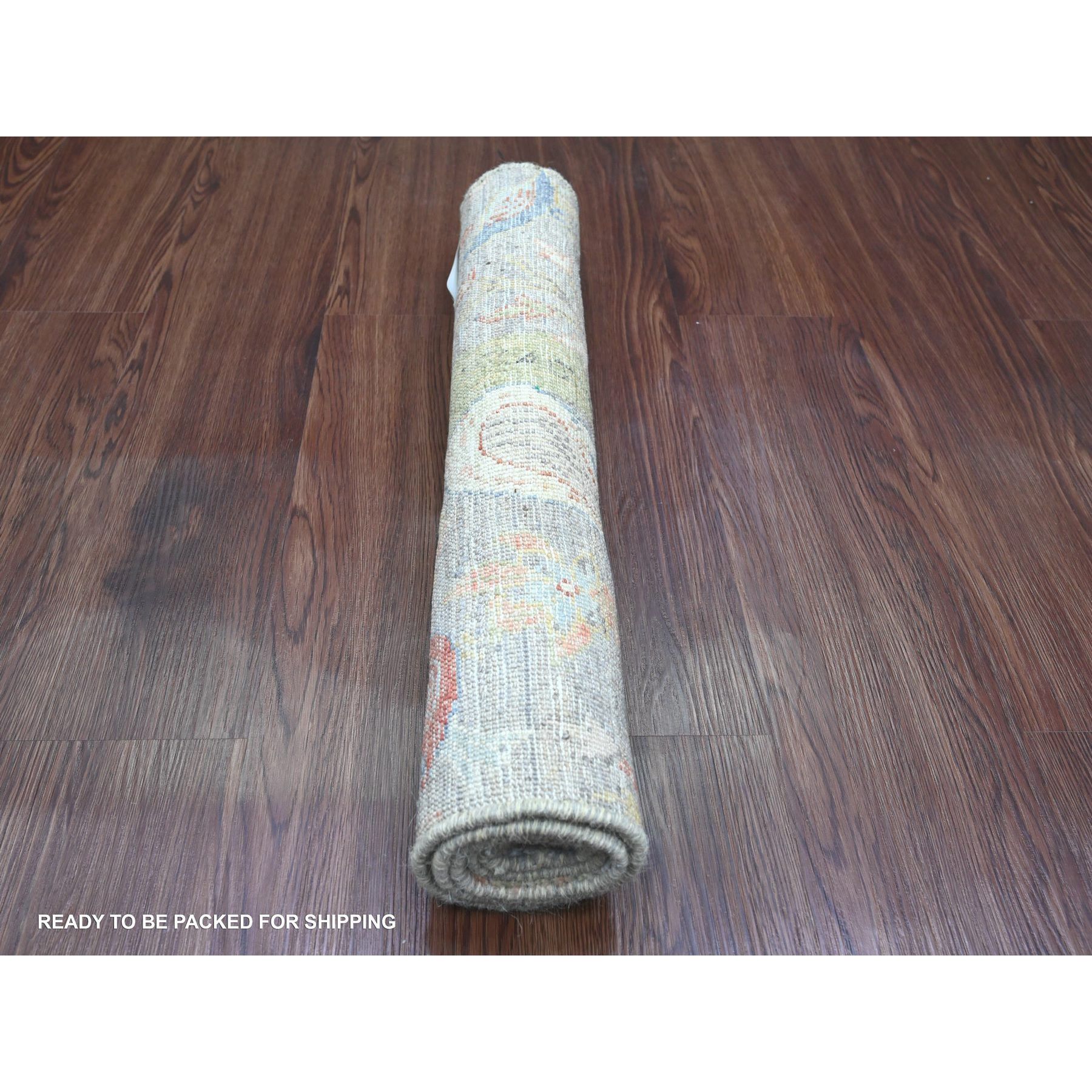 2'1"x3'1" Flint Gray, 100% Wool, Afghan Peshawar with Birds of Paradise Design, Hand Knotted, Natural Dyes, Mat, Oriental Rug Sh20042